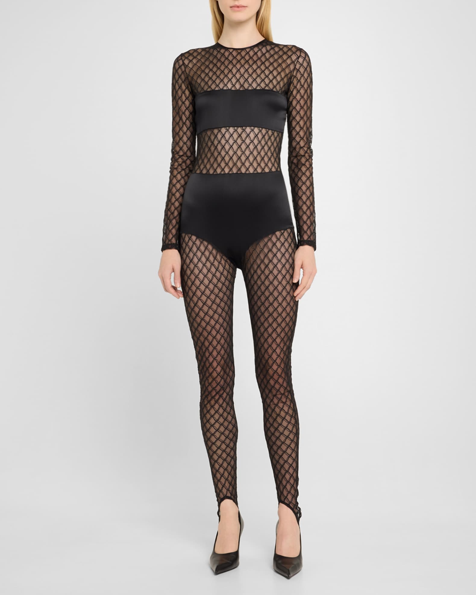 Miel Stretch Embroidered Stirrup Catsuit 1