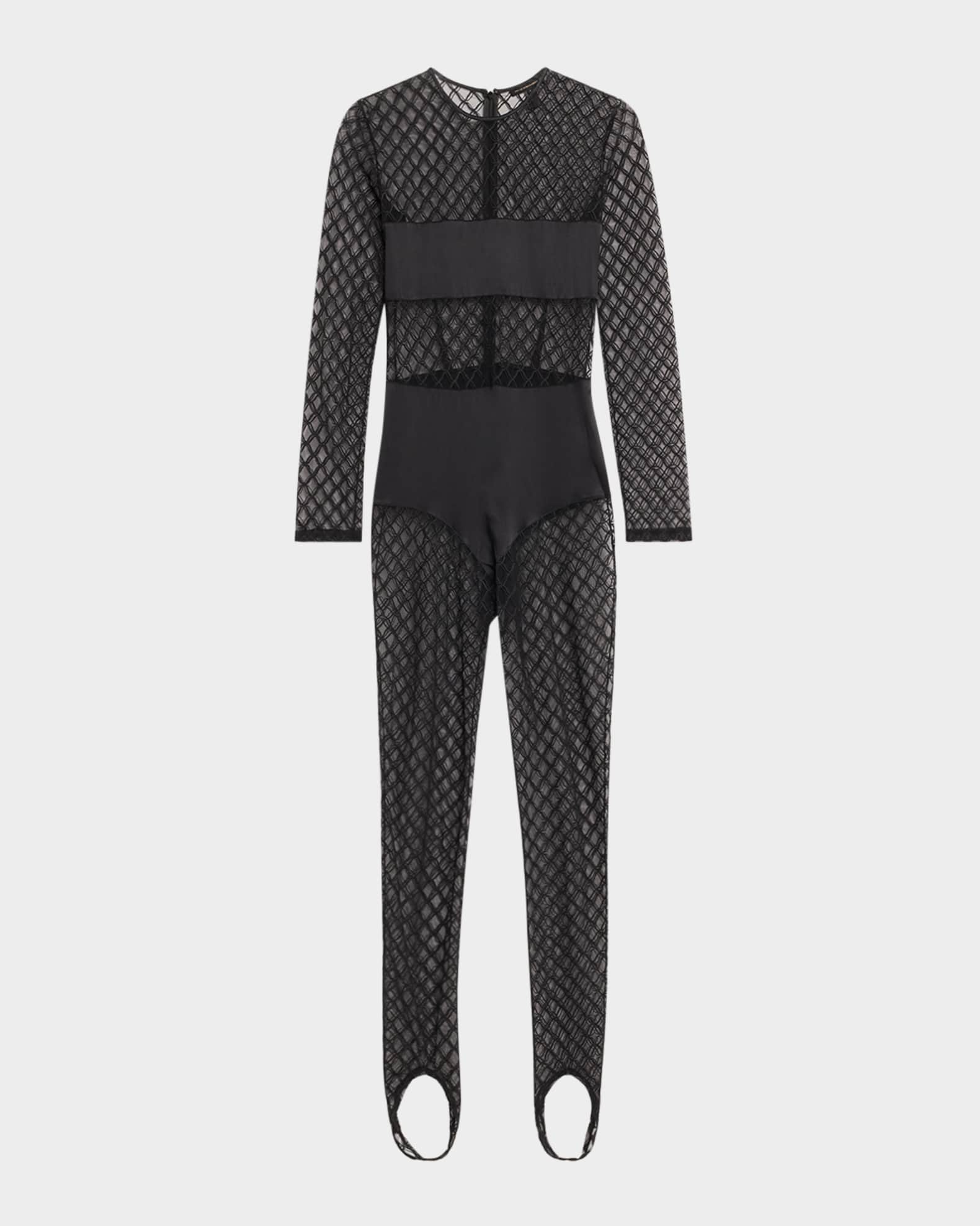 Miel Stretch Embroidered Stirrup Catsuit 0