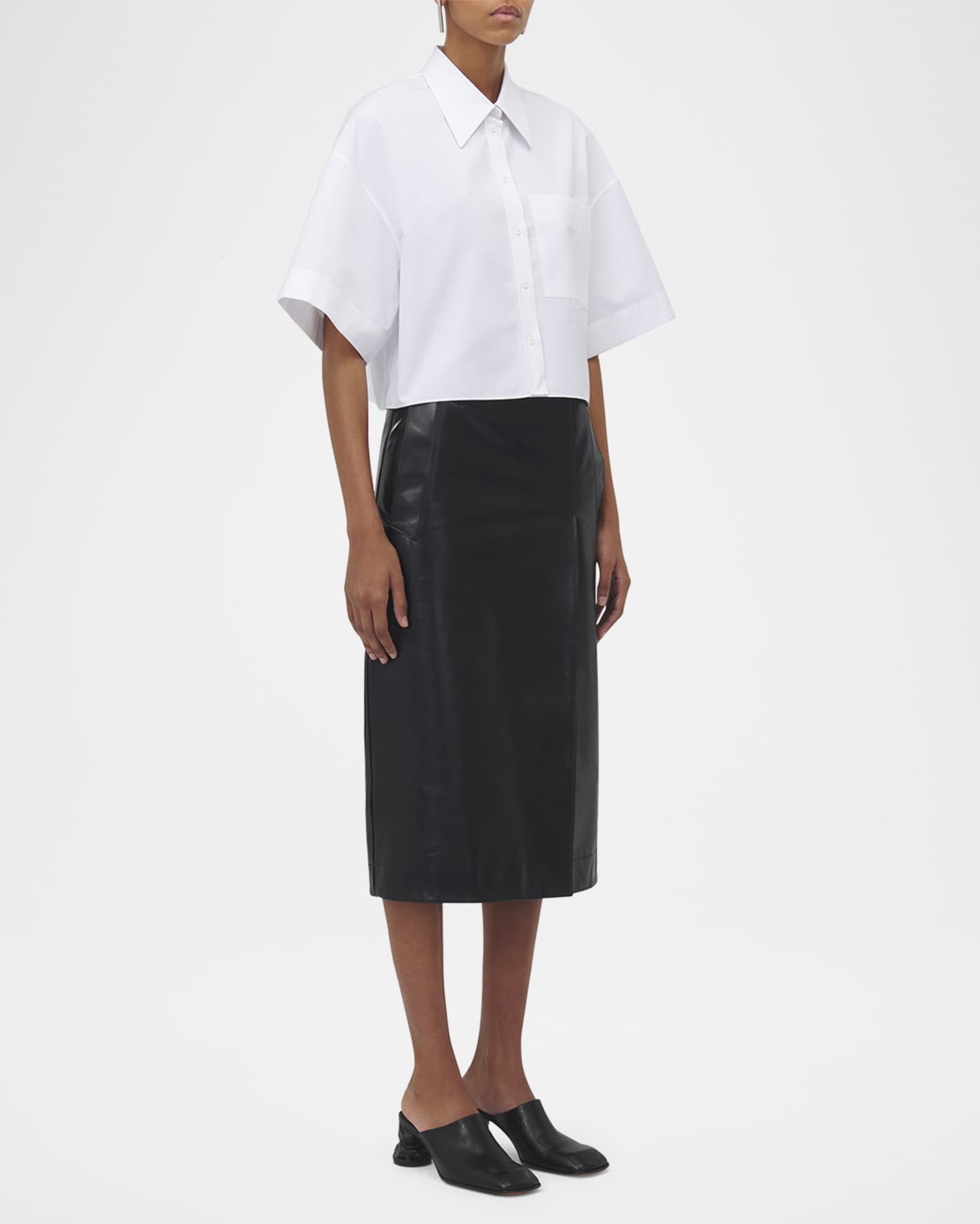 McQueen Leather Pencil Skirt | Neiman Marcus