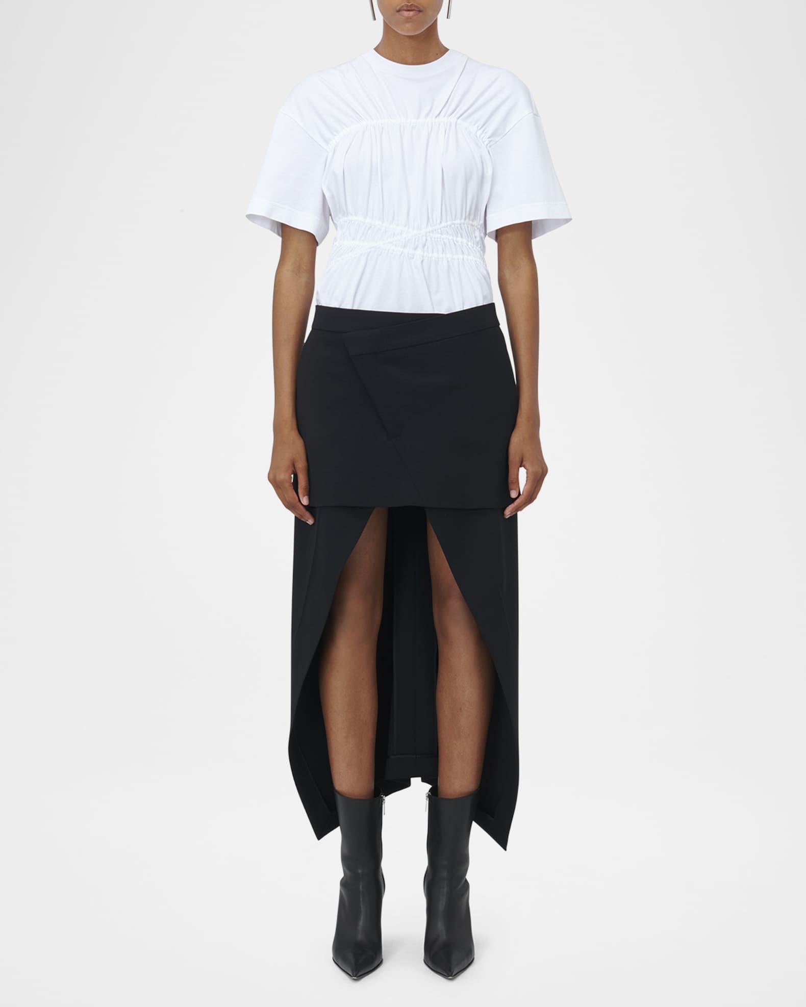 Layered High Low Wool Skirt 1
