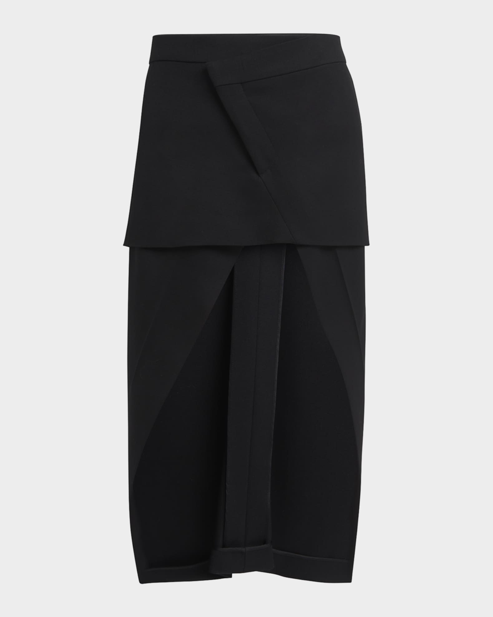Layered High Low Wool Skirt 0