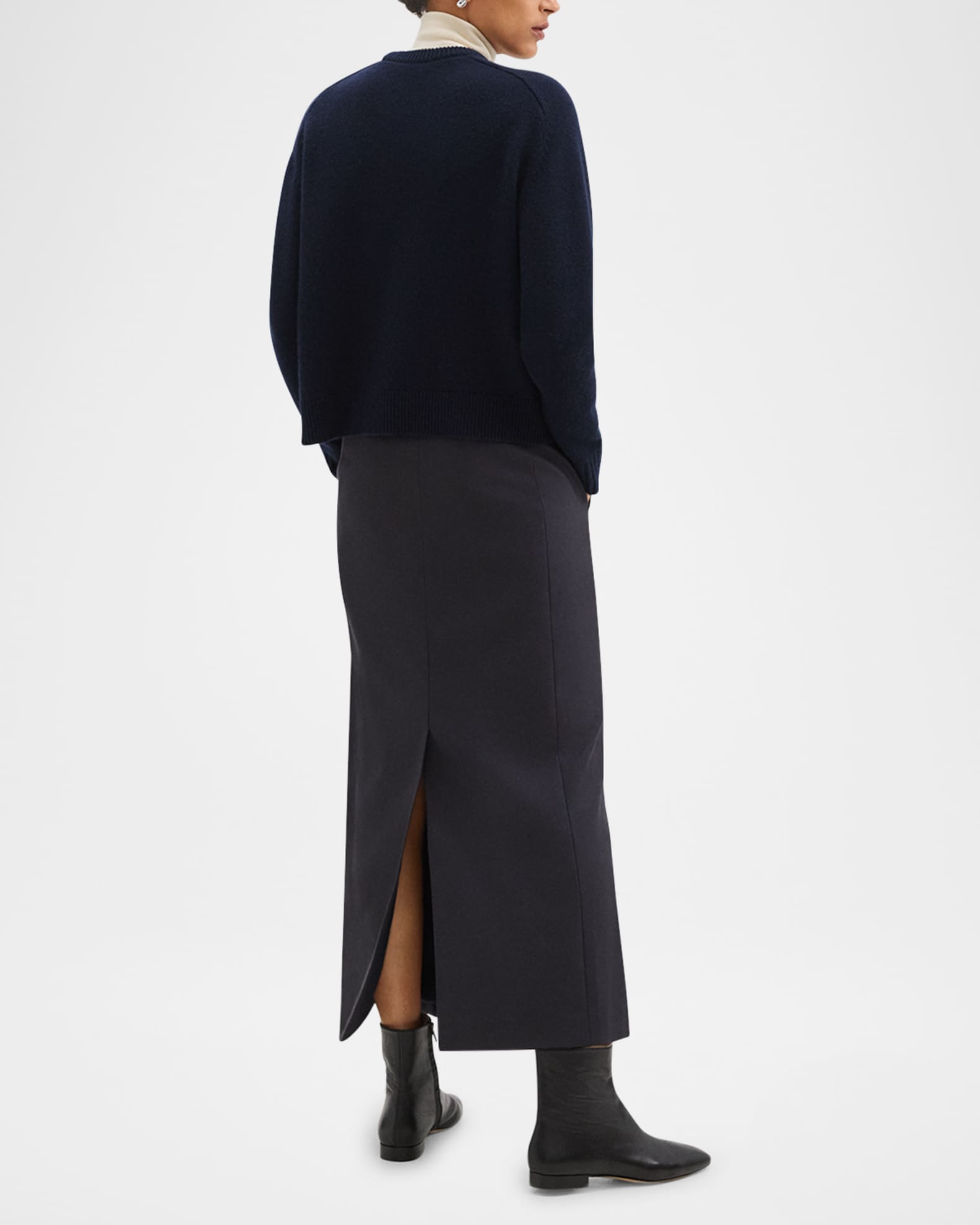 Theory High-Waist Flannel Midi Trouser Skirt | Neiman Marcus
