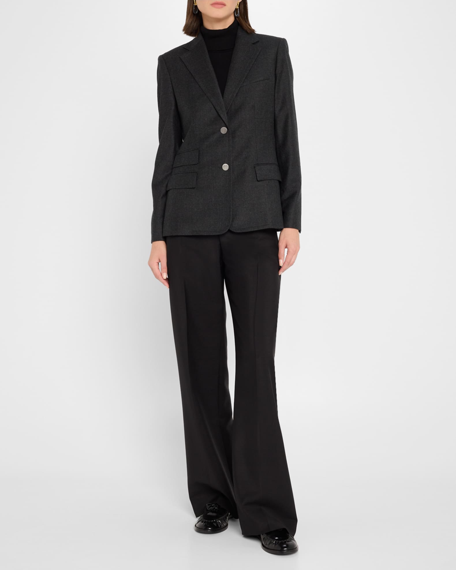 Tailored 2-Button Sleek Flannel Blazer  1