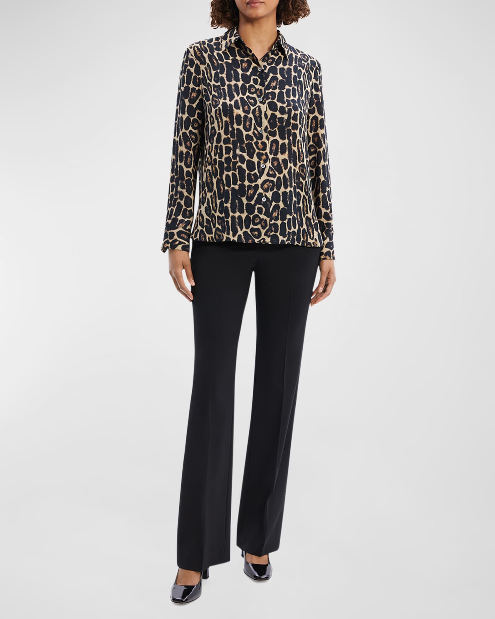 Straight Leopard-Print Long-Sleeve Shirt 1