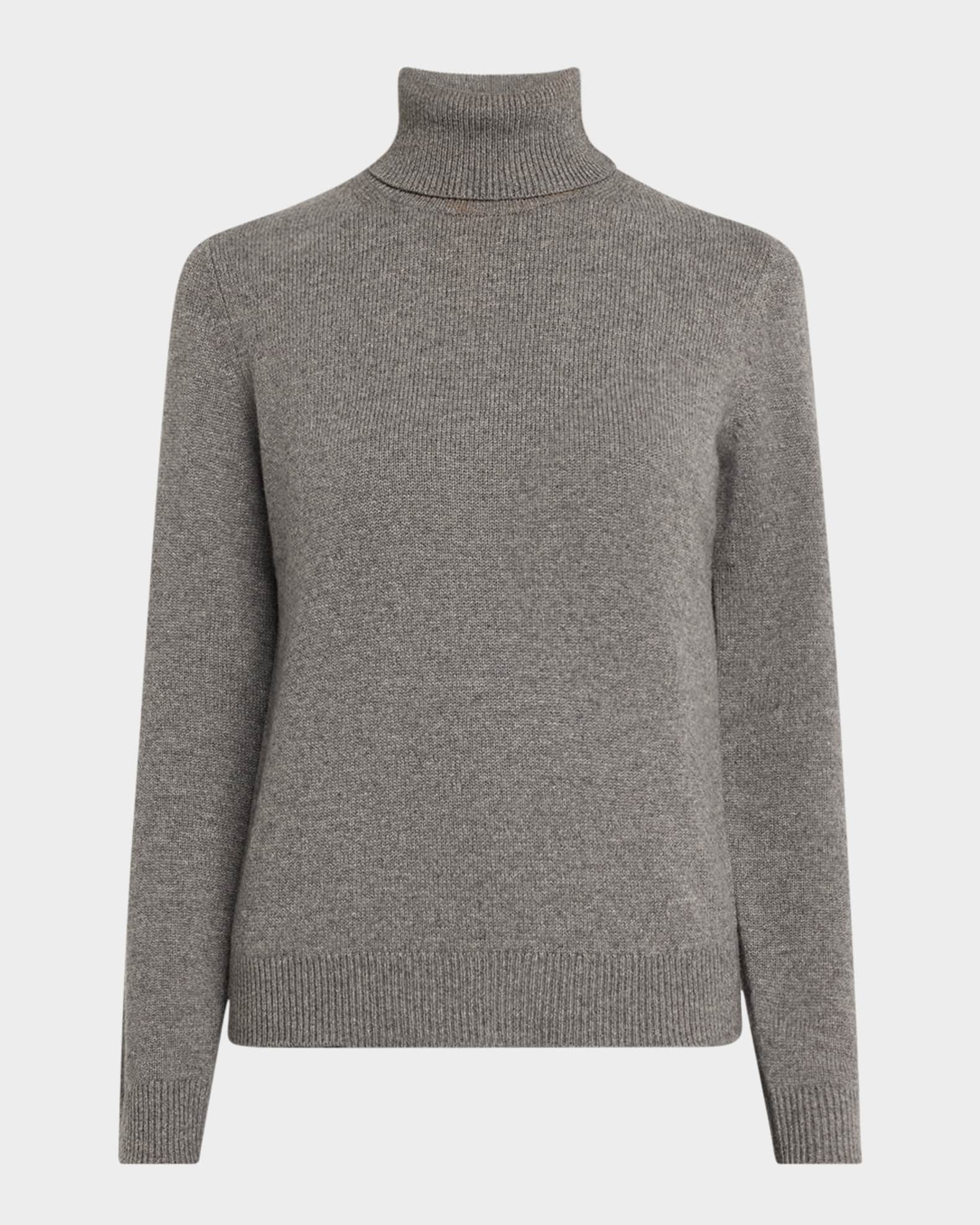 Fold-Over Long-Sleeve Cashmere Turtleneck Sweater 0