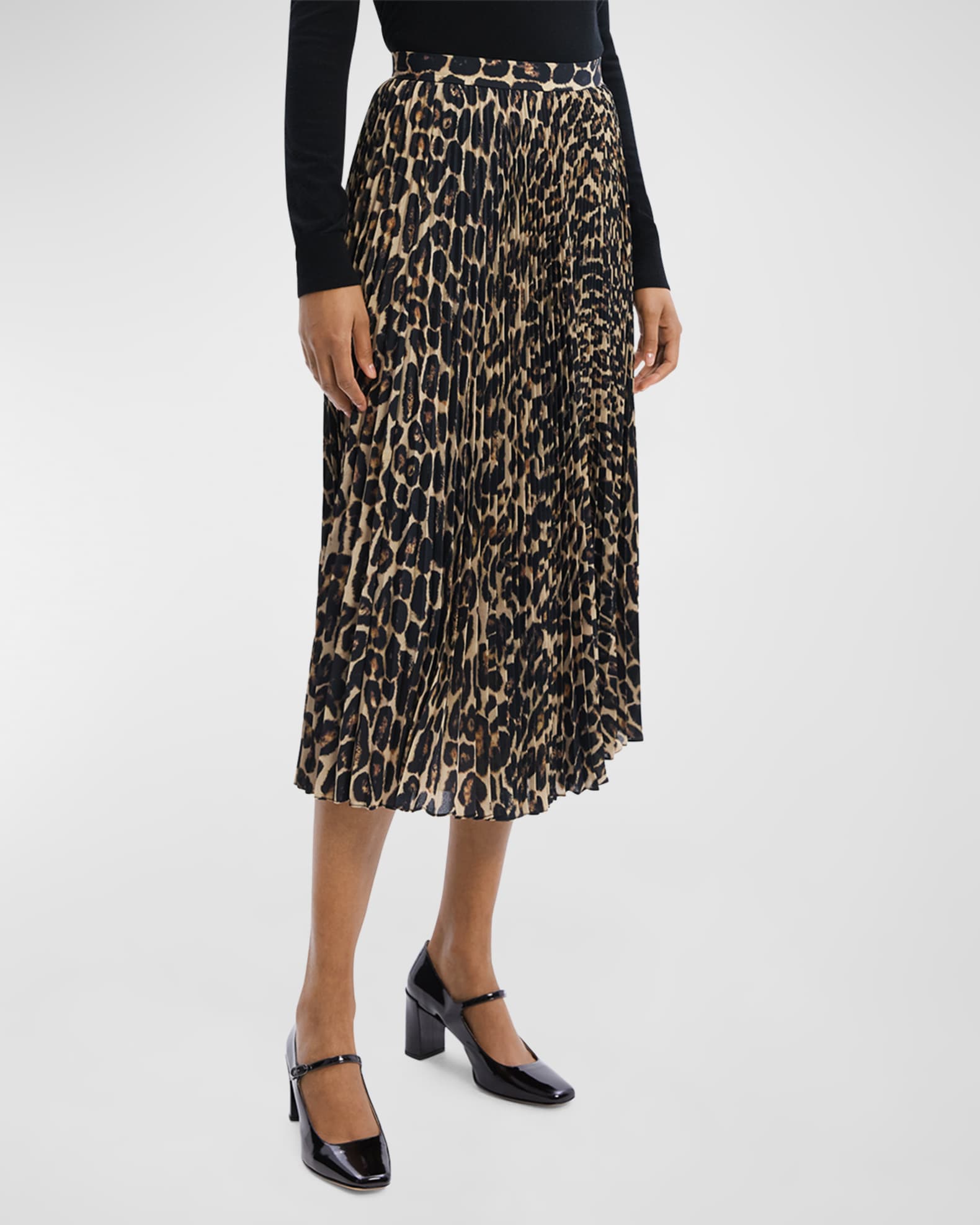 Pleated Leopard-Print Midi Skirt 1