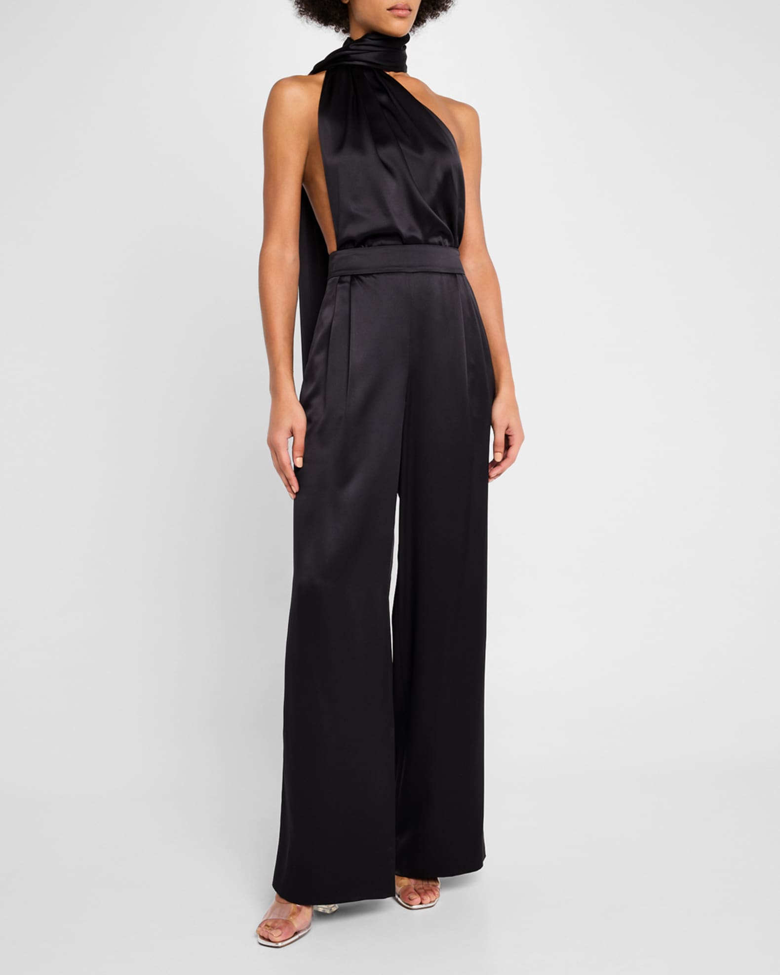 One-Shoulder Scarf Backless Silk Top 1