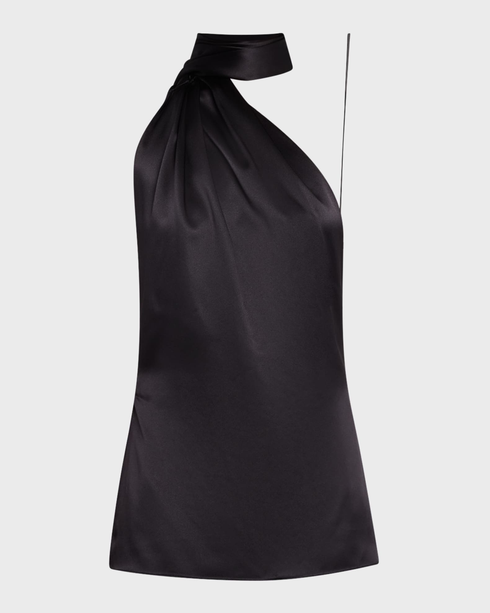 One-Shoulder Scarf Backless Silk Top 0