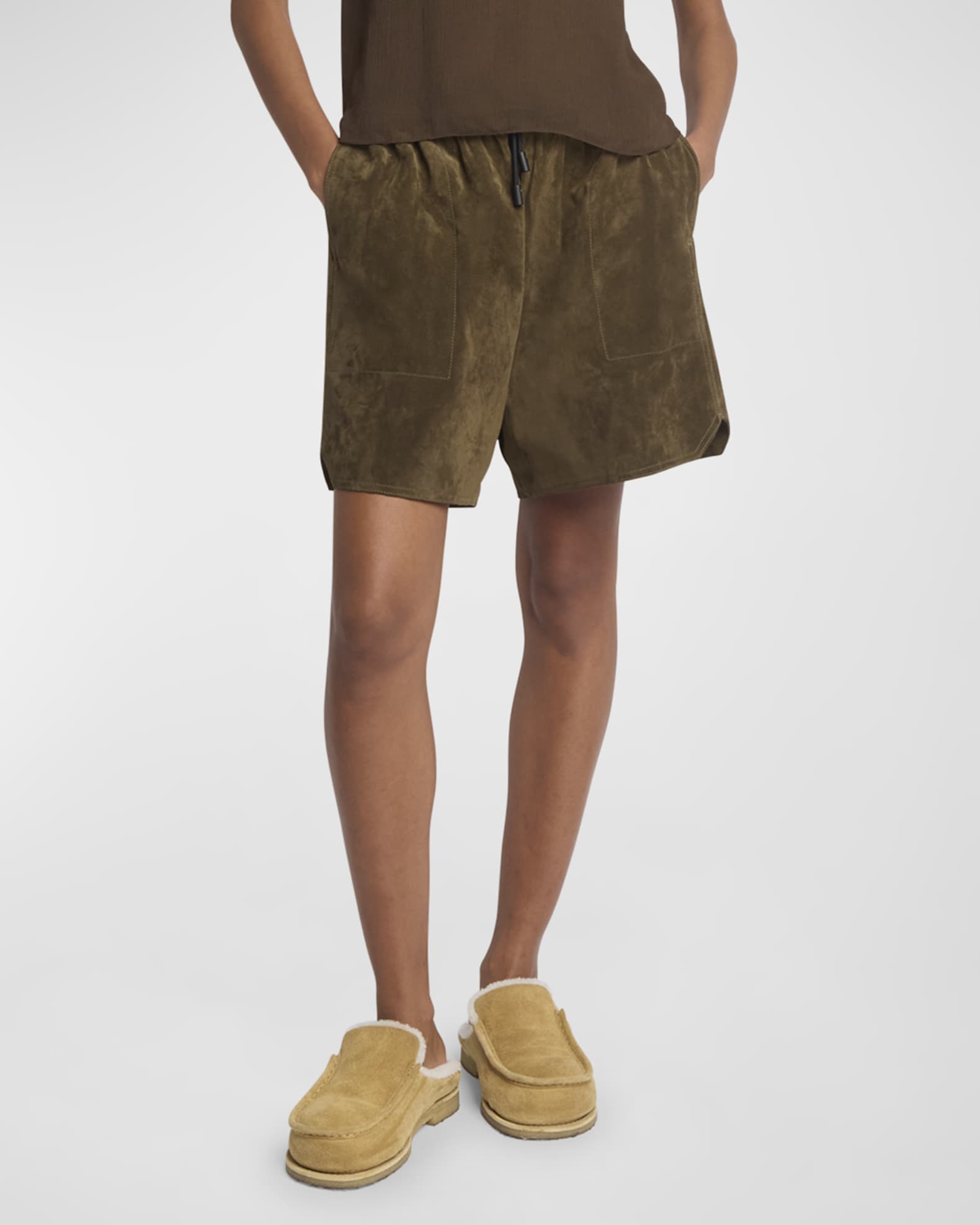 Drawstring Suede Shorts 1