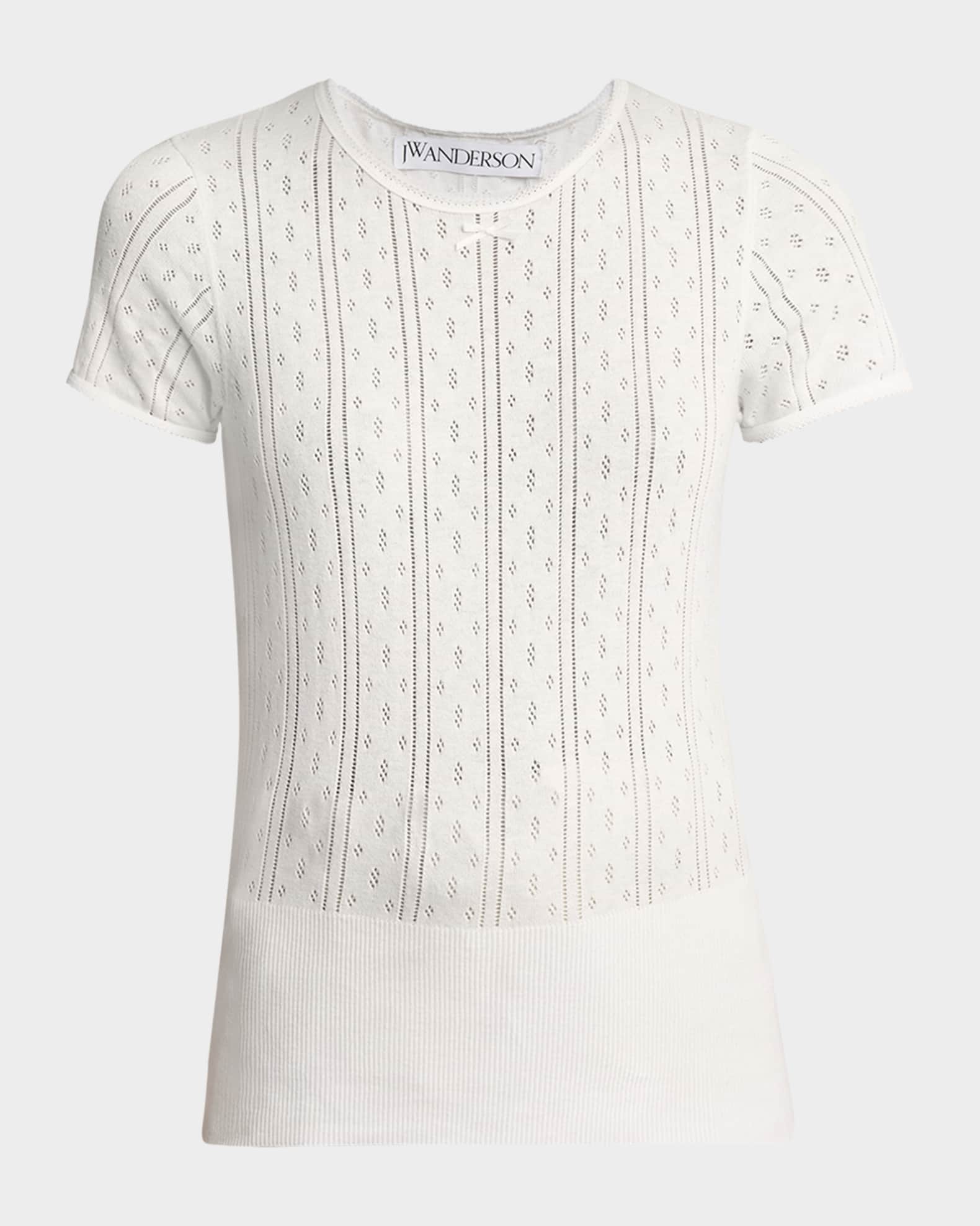 Pointelle Cashmere Cap-Sleeve Top 0