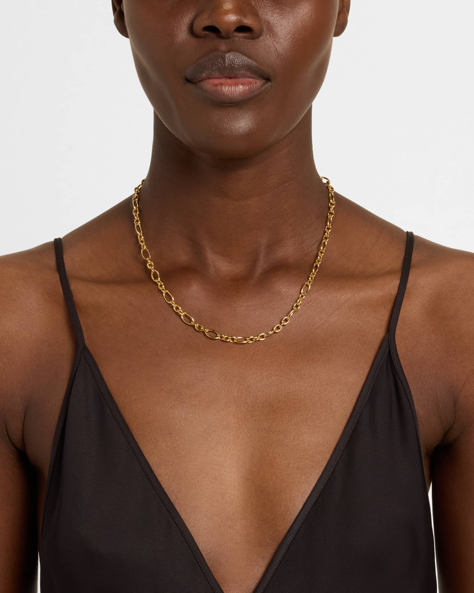 Lisa Nik Golden Dreams 18K Yellow Gold Oval Link Stations Necklace