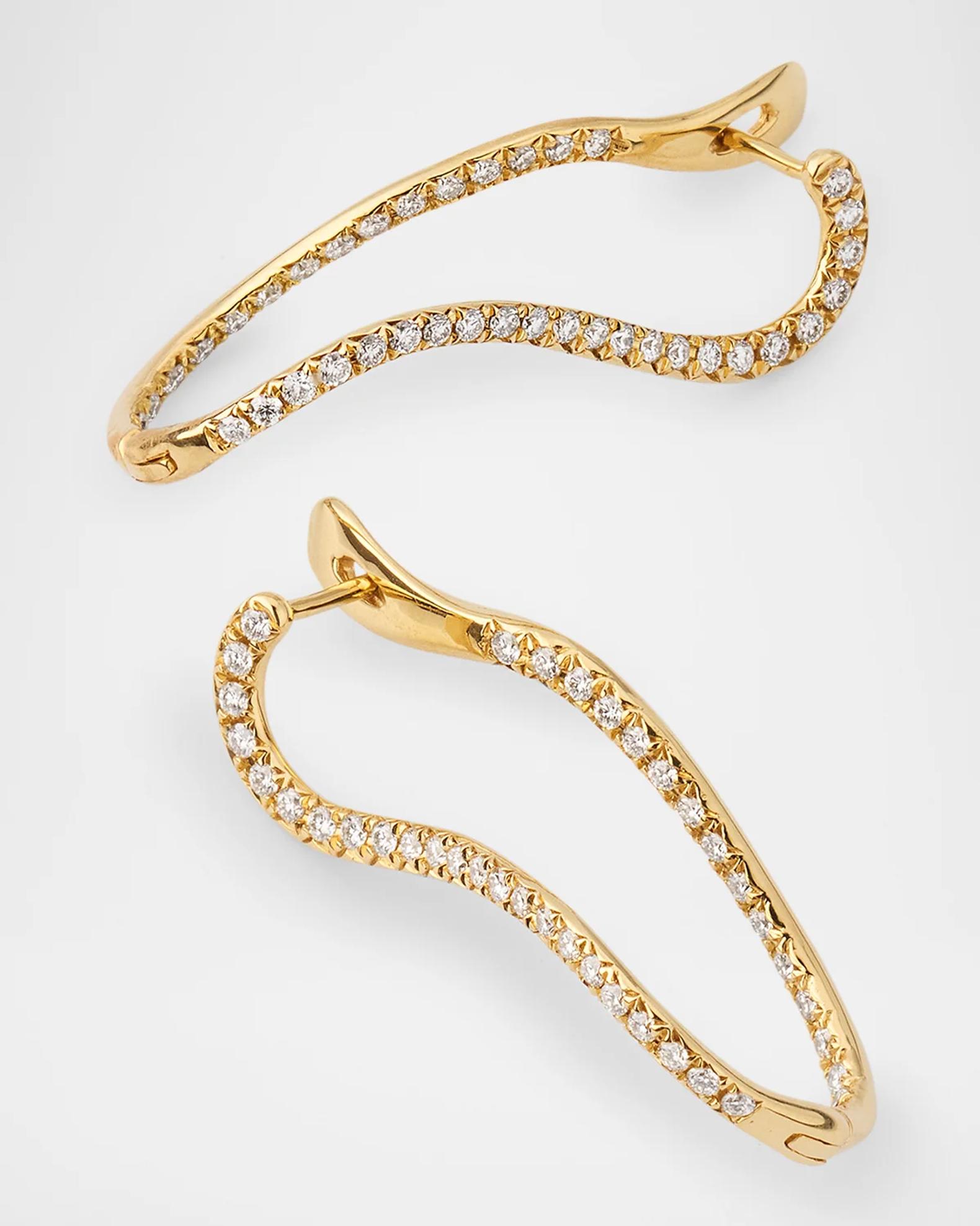 Lisa Nik Sparkle 18K Yellow Gold Infinity Diamond Inside Out Hoop ...