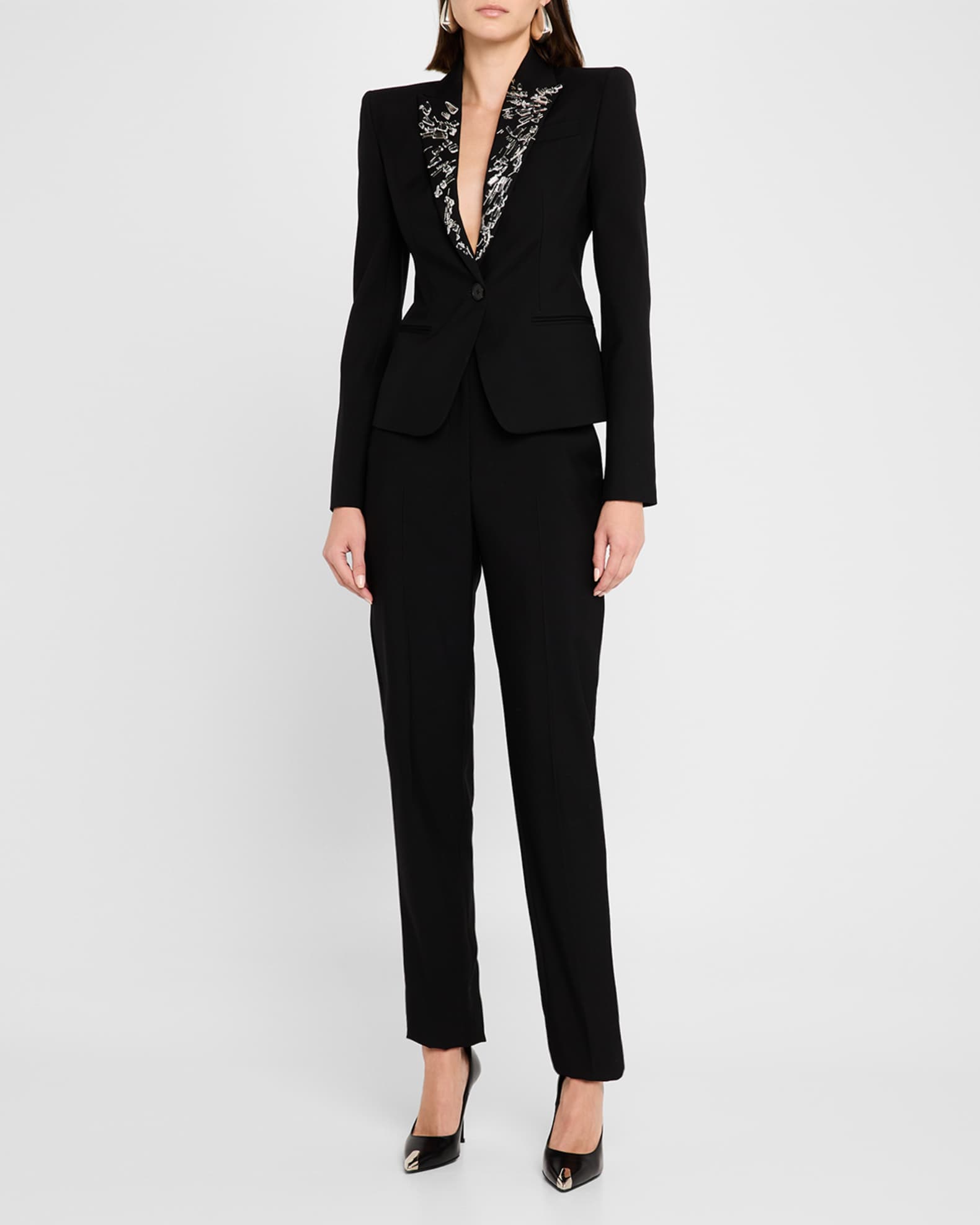 Smashed Screen Crystal-Lapel Single-Breasted Jacket 1