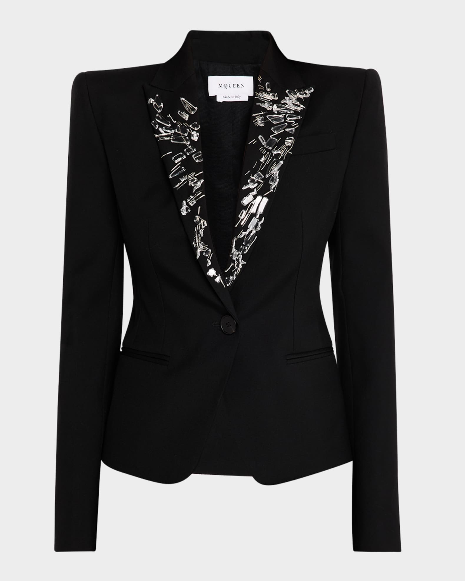 Smashed Screen Crystal-Lapel Single-Breasted Jacket 0