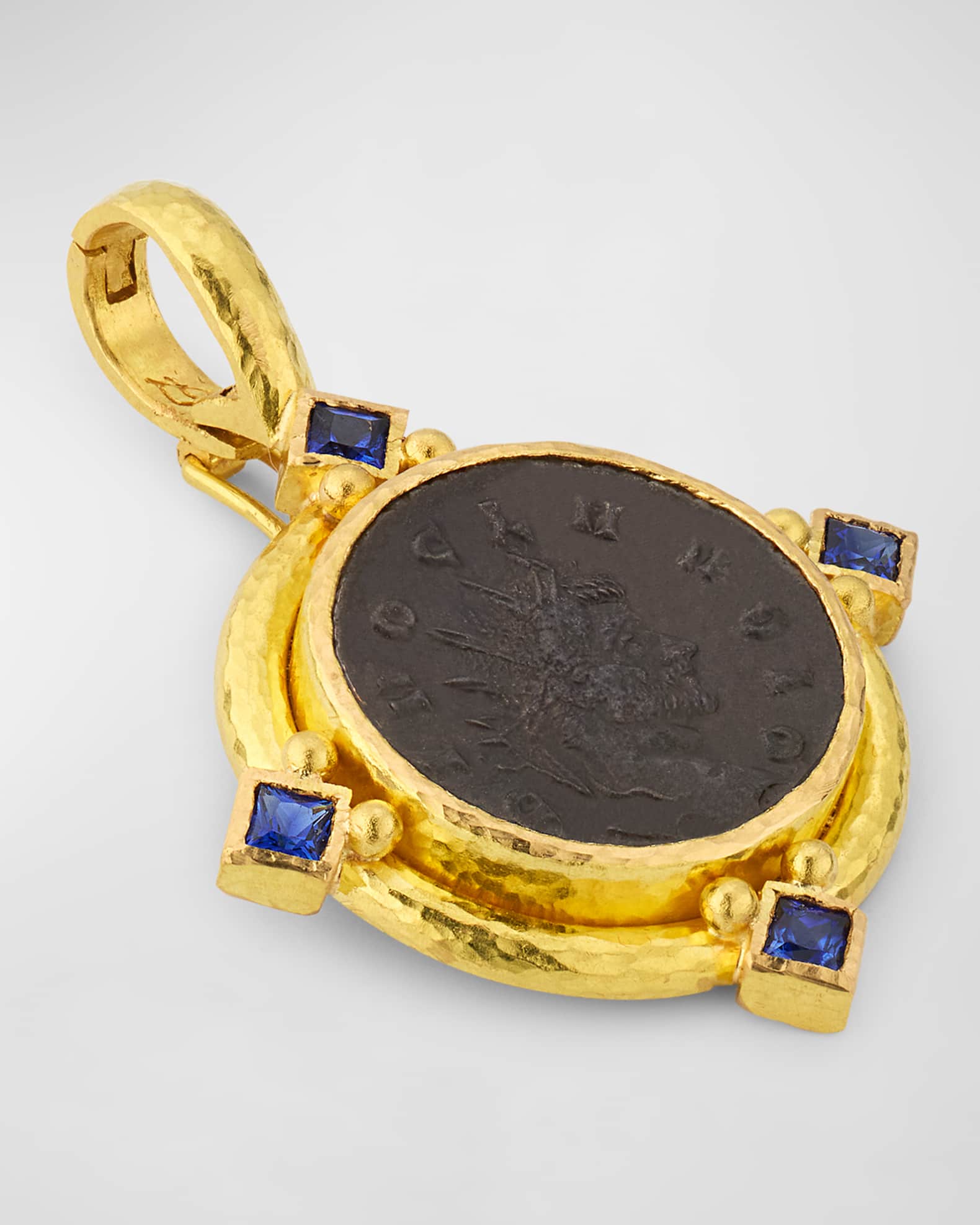 Elizabeth Locke 19K Ancient Roman Bronze Coin Pendant with PrincessCut