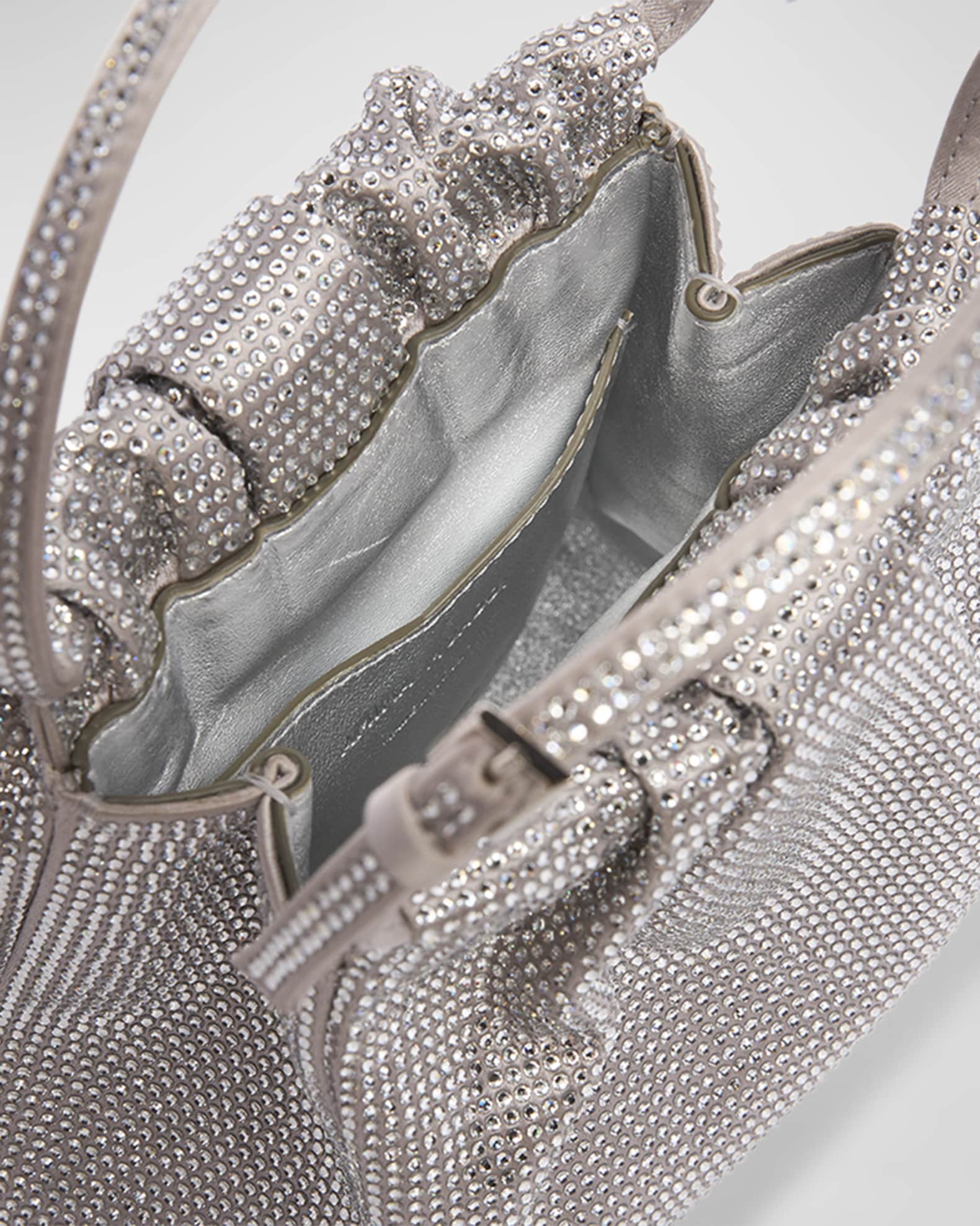 Amina Muaddi Women Iovry Nappa Leather Vittoria Crystal Handbag