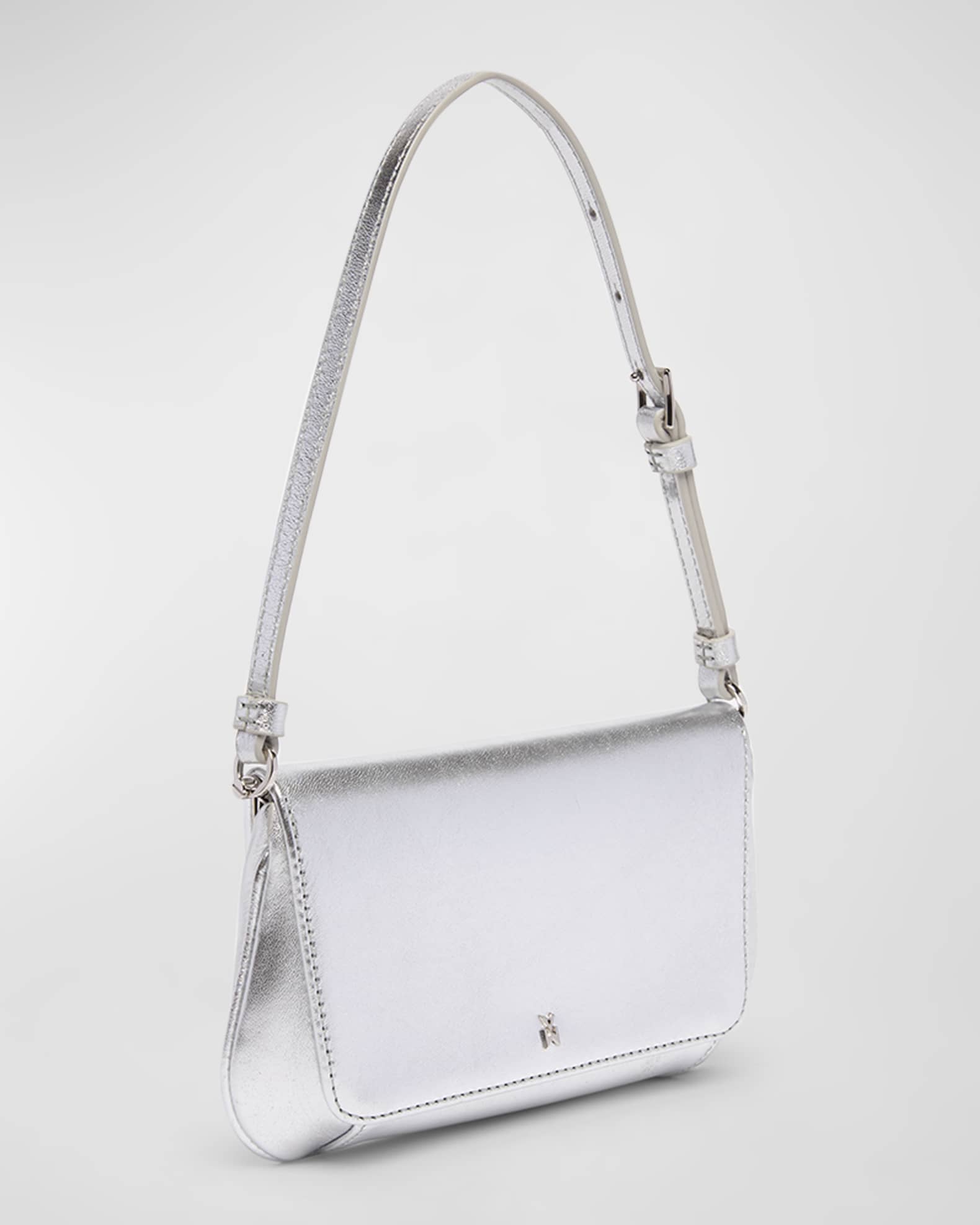 Amina Muaddi Ami Mini Frame Metallic Leather Shoulder Bag Neiman Marcus