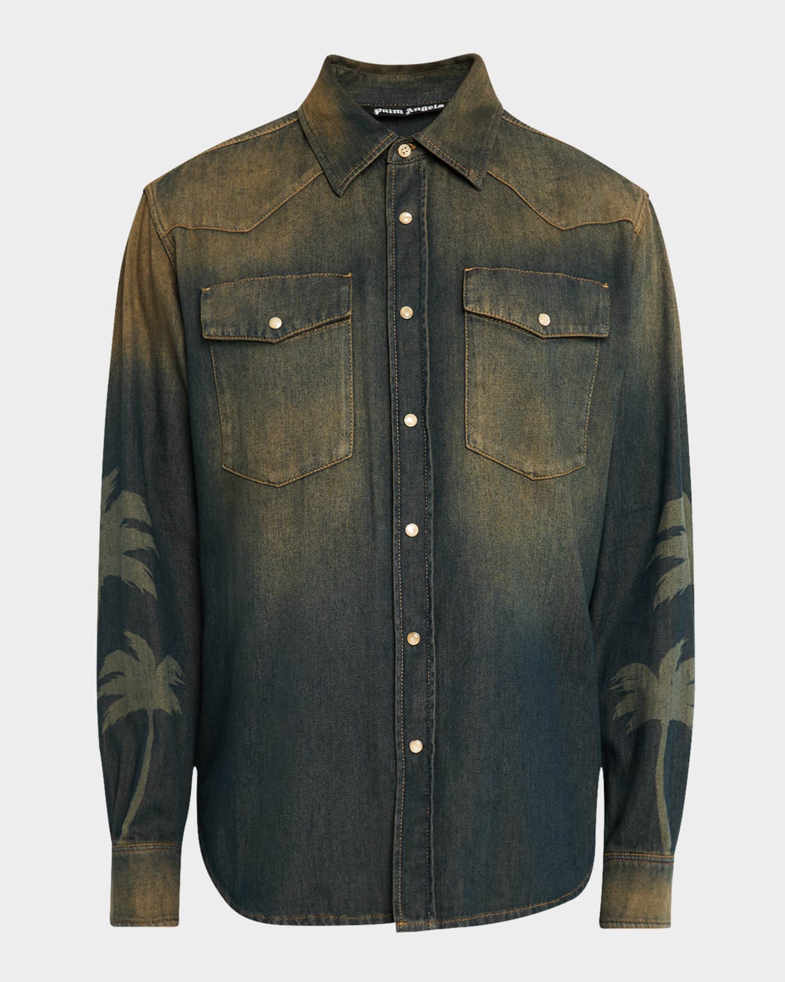 Men's Laser Palms Denim Shirt