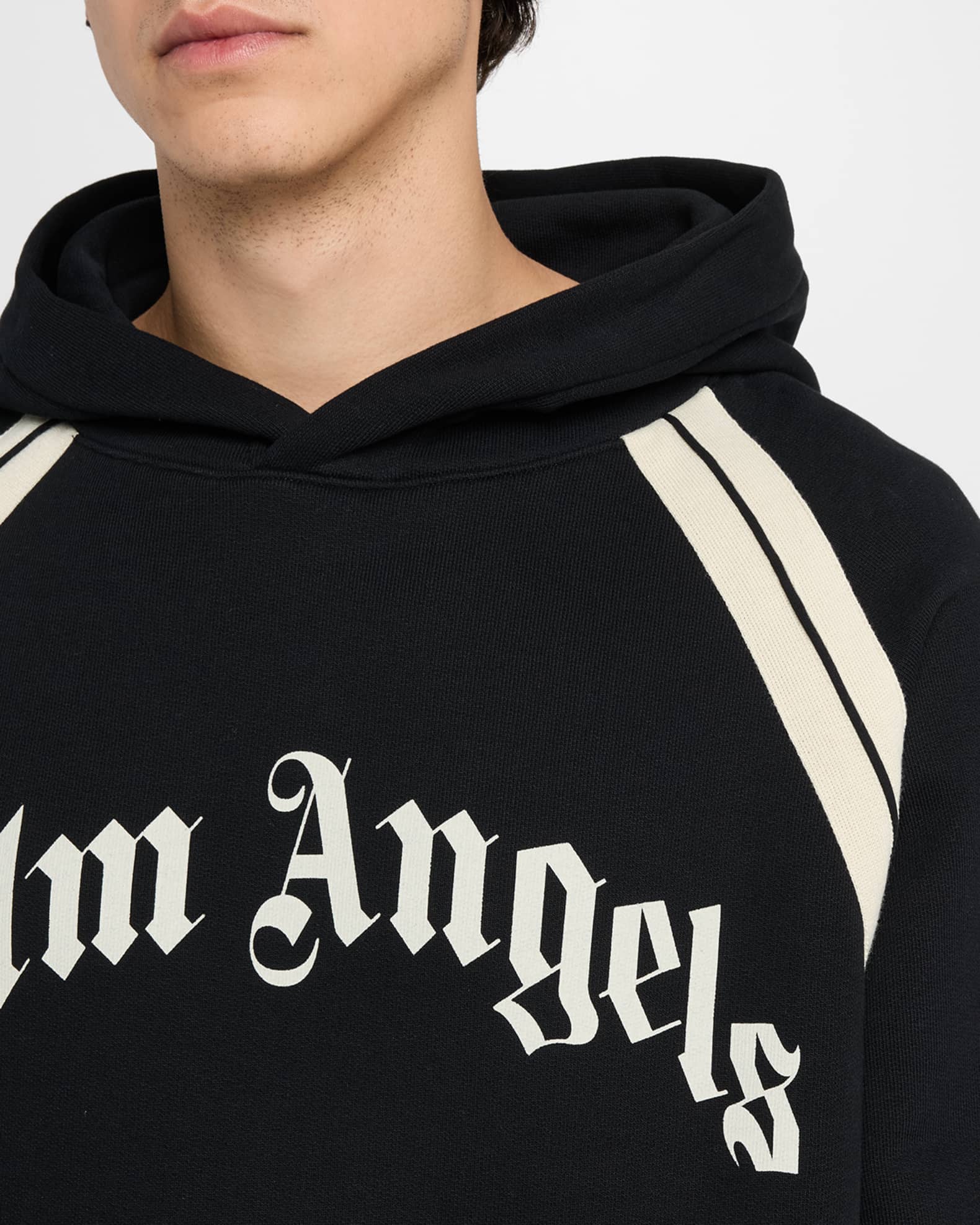 Palm Angels Men's Curved Logo Track Hoodie | Neiman Marcus