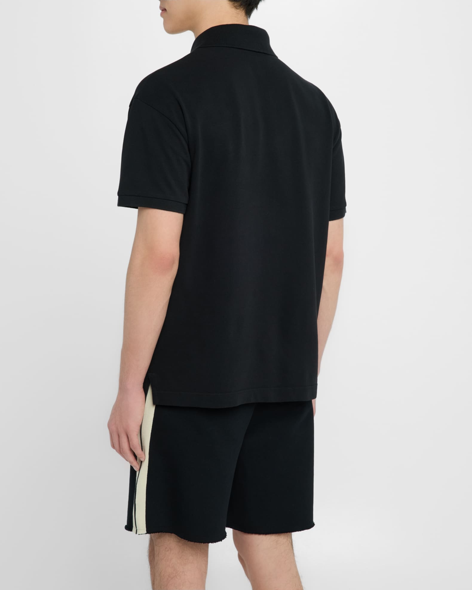 Tシャツ・カットソー Palm Angels CURVED LOGO POLO SS (PMGB012S25FAB003 1003) Curved Logo polo shirt in BLACK - OFF WHITE for Men | Palm