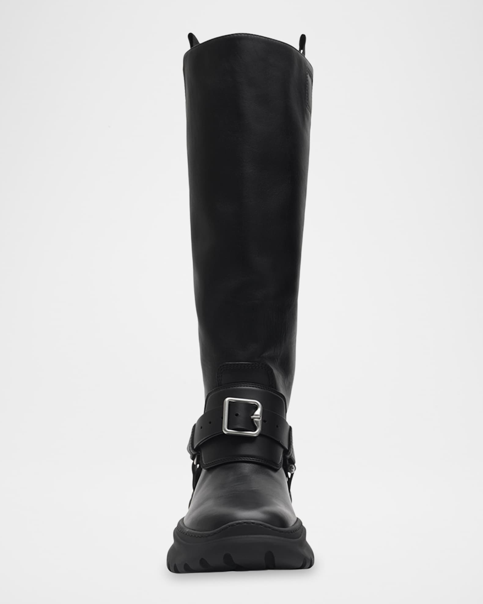Burberry Leather Buckled Tall Boots | Neiman Marcus