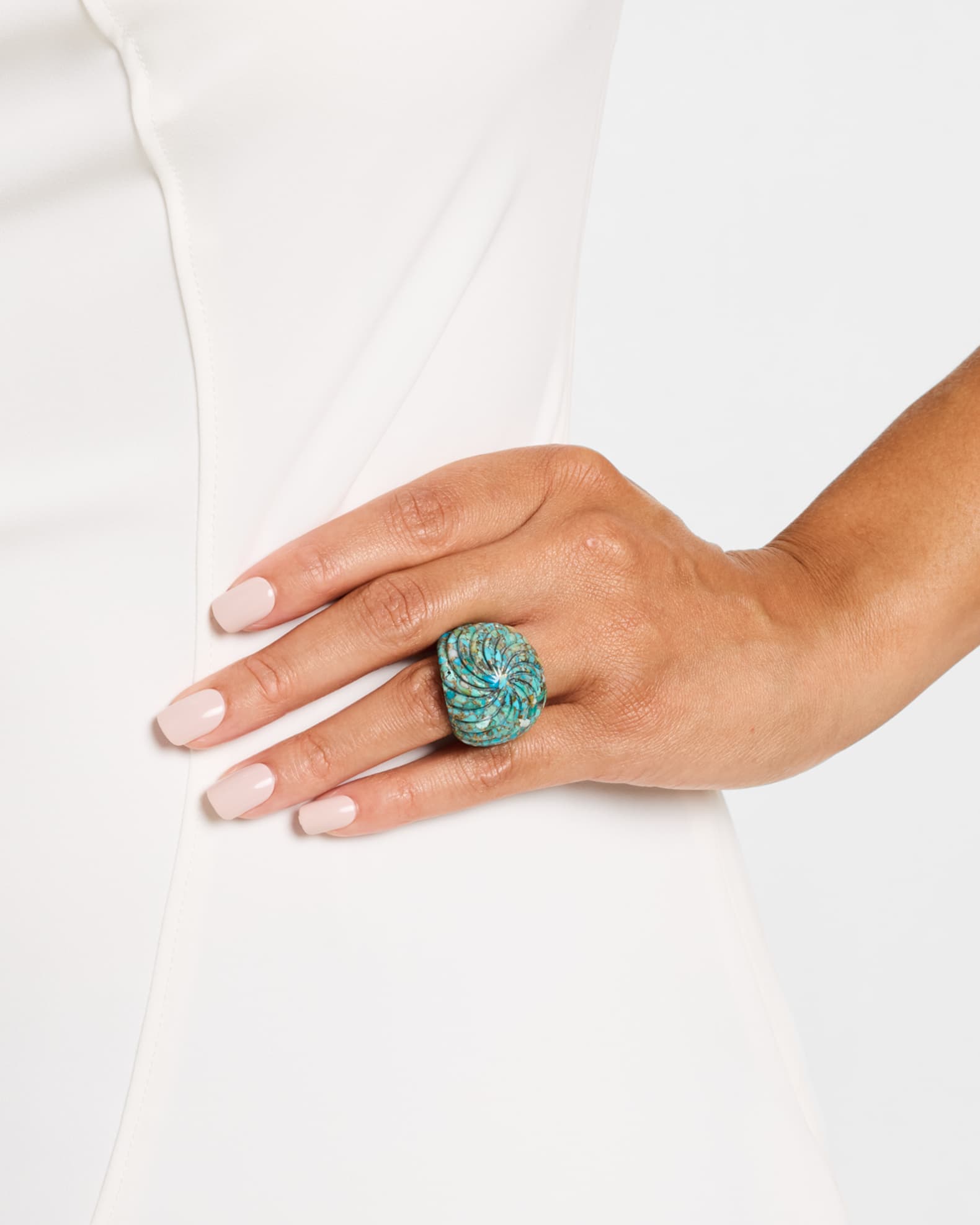 Carved Turquoise Statement Ring 1