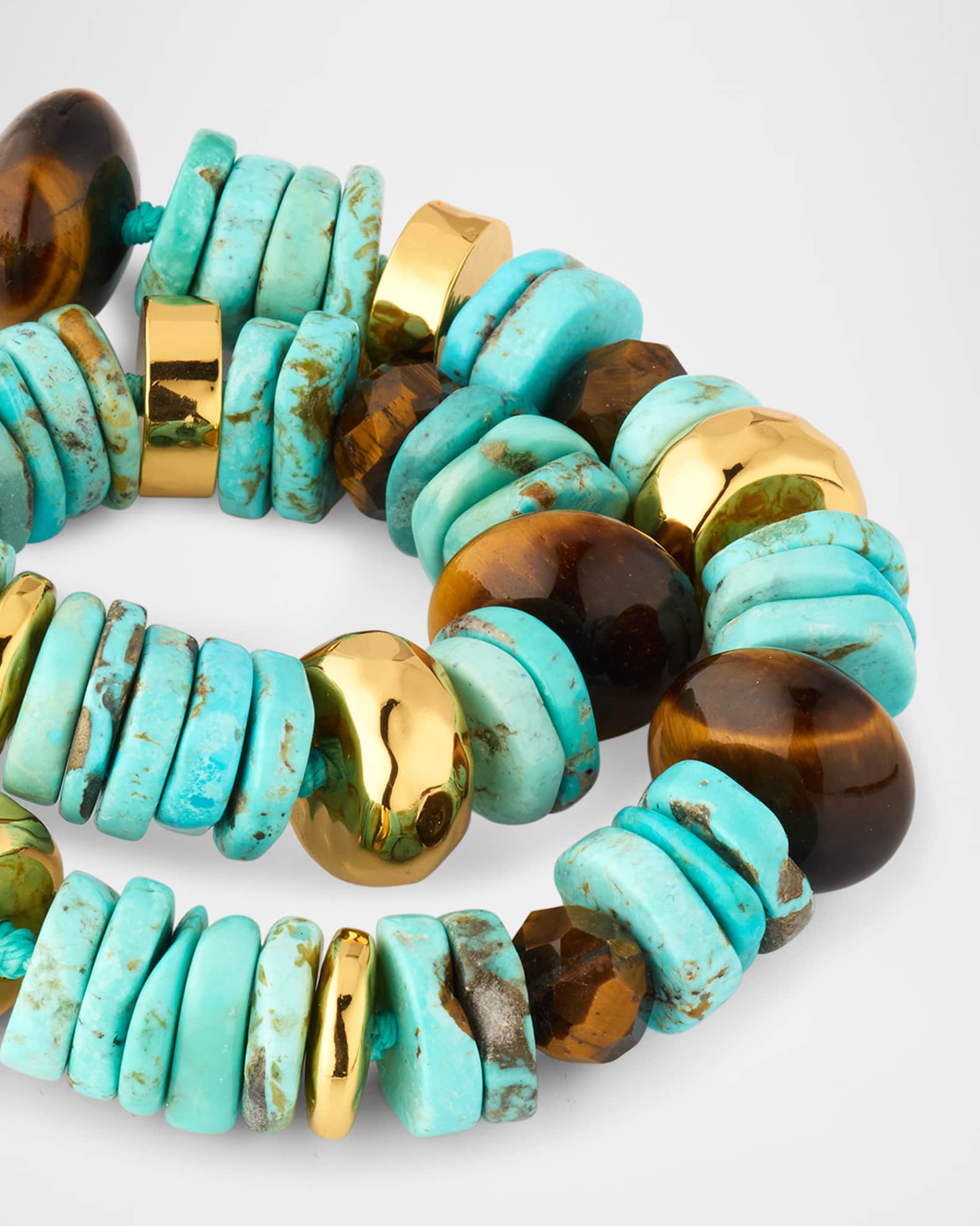 NEST Jewelry Turquoise Gemstone Strand Necklace with Tigers Eye Neiman Marcus