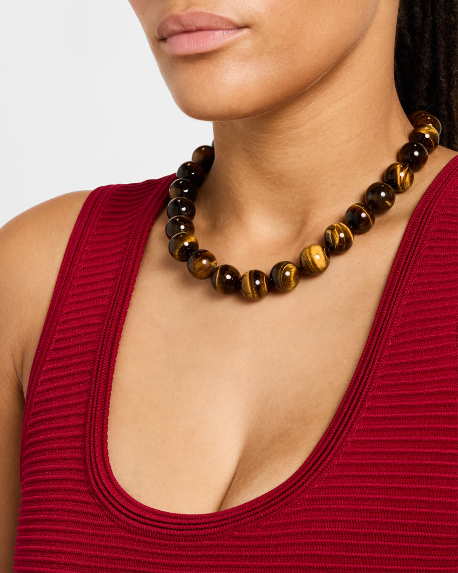 Tiger's Eye Statement Necklace with Toggle 1