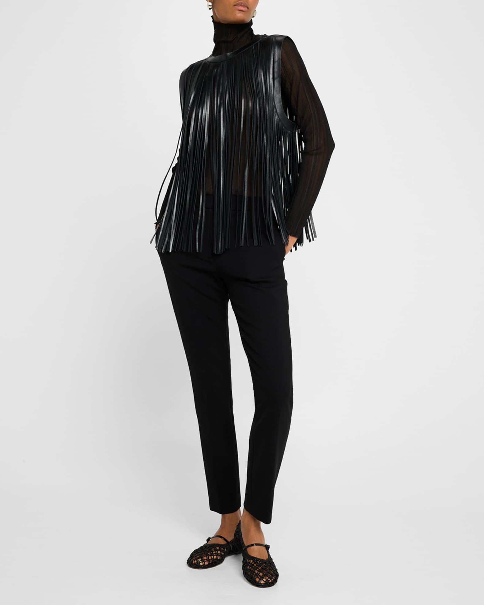 Leather fringe top hotsell