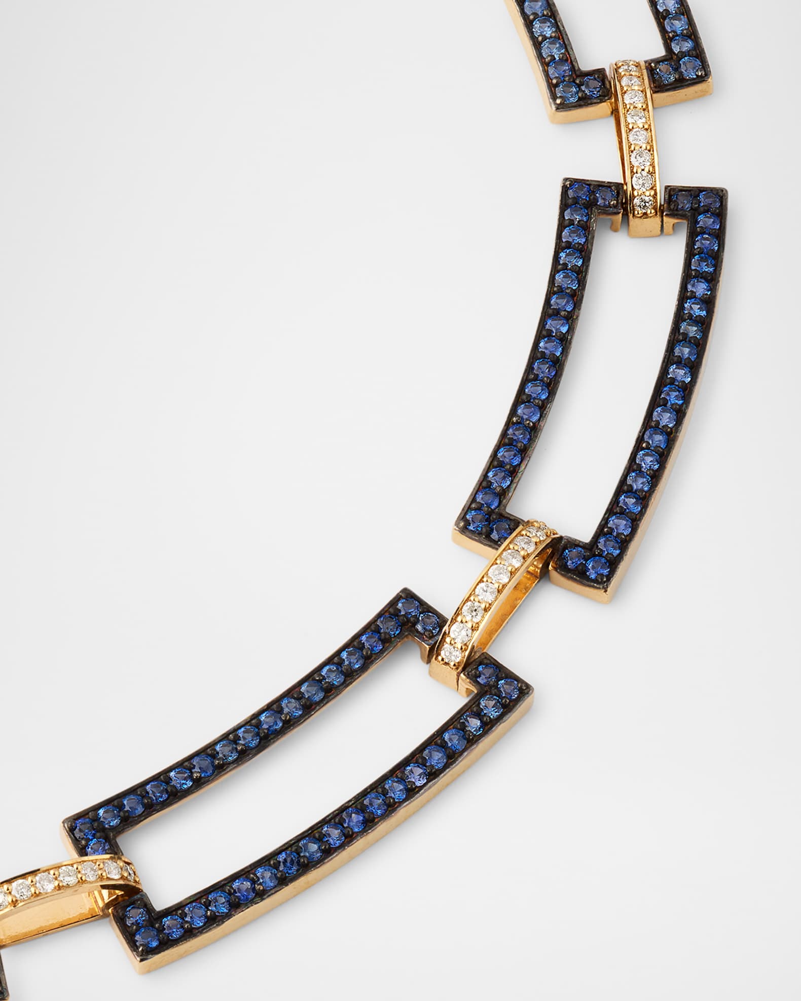 Siena Jewelry 14K Yellow Gold Gradient Blue Sapphire and Diamond Link Necklace Neiman Marcus