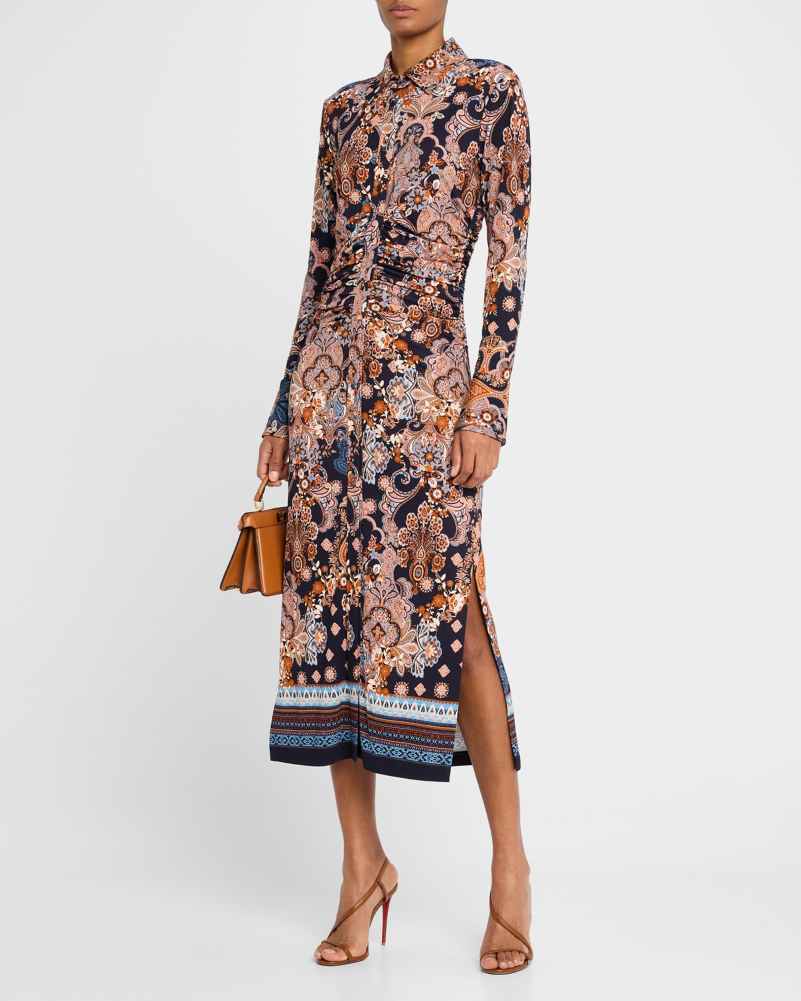 Cara Cara Shirley paisley print Midi Shirtdress Bluetif Cascade