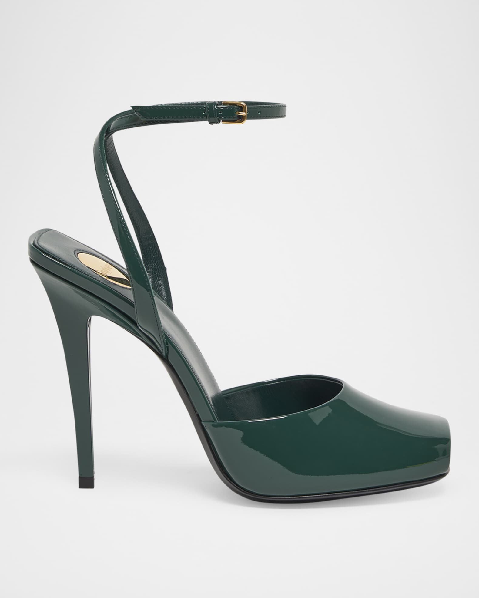 Saint Laurent La Scandale Patent Ankle-Strap Sandals