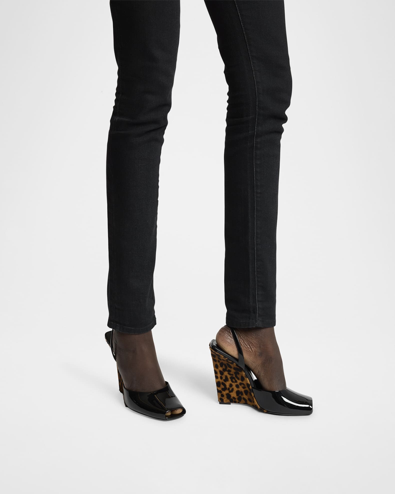 Saint laurent black wedges clearance