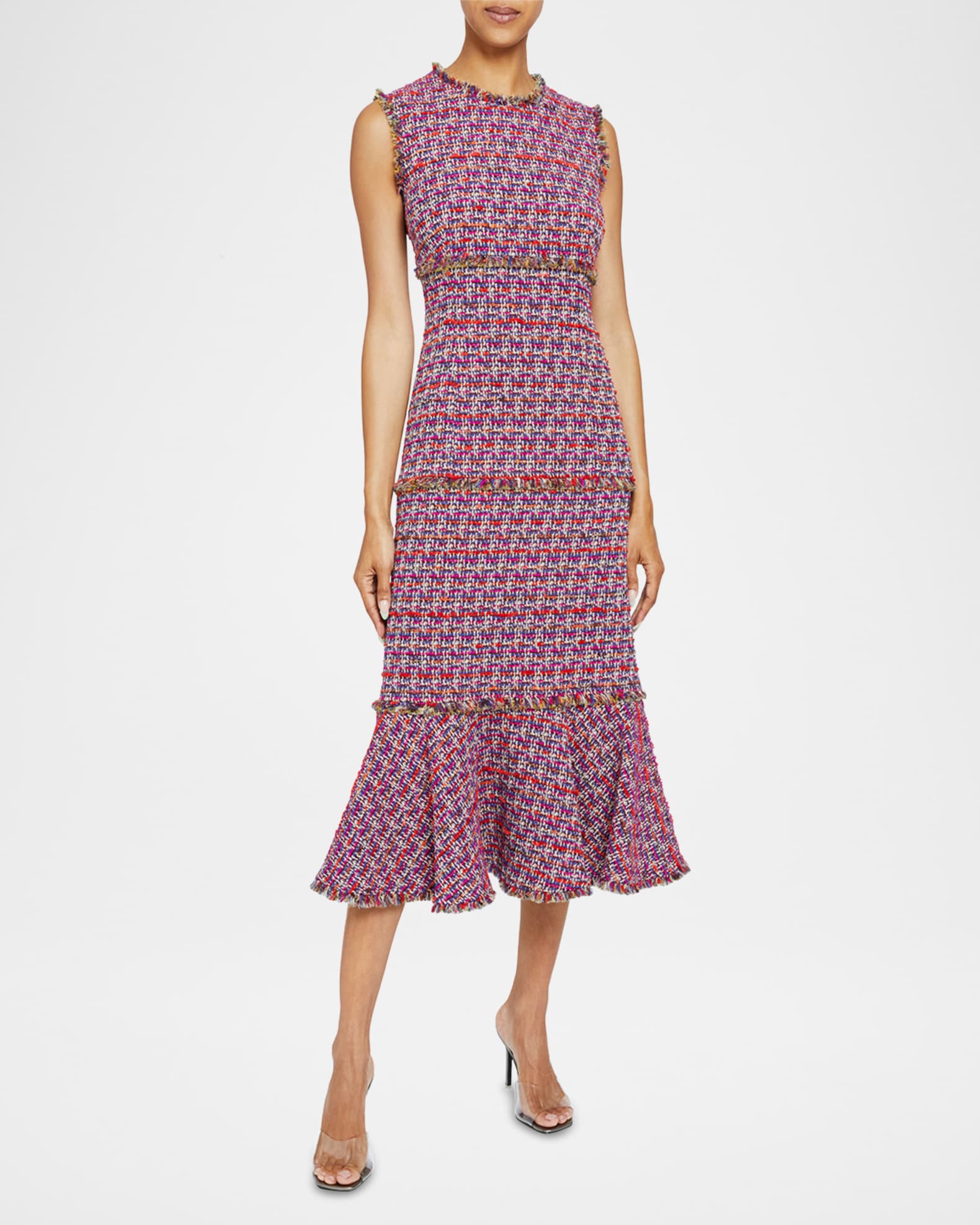 Andi Tiered Fringe-Trim Tweed Midi Dress 1