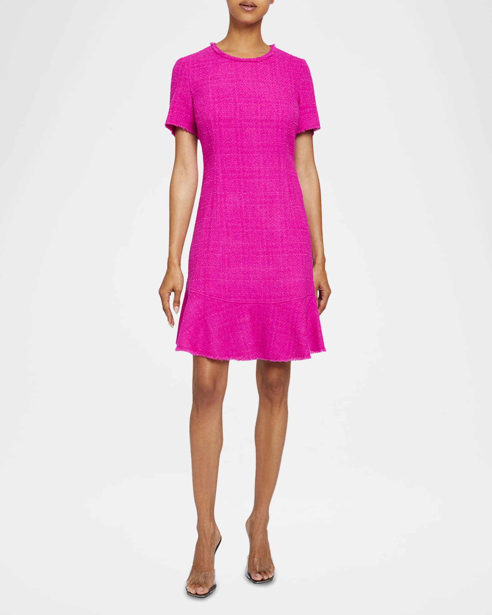 Manta Fringe-Trim Ruffle Tweed Mini Dress 1