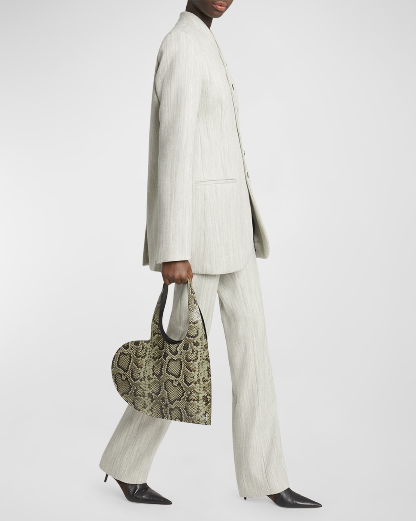 Coperni Python-Print Mini Heart Leather Tote Bag | Neiman Marcus