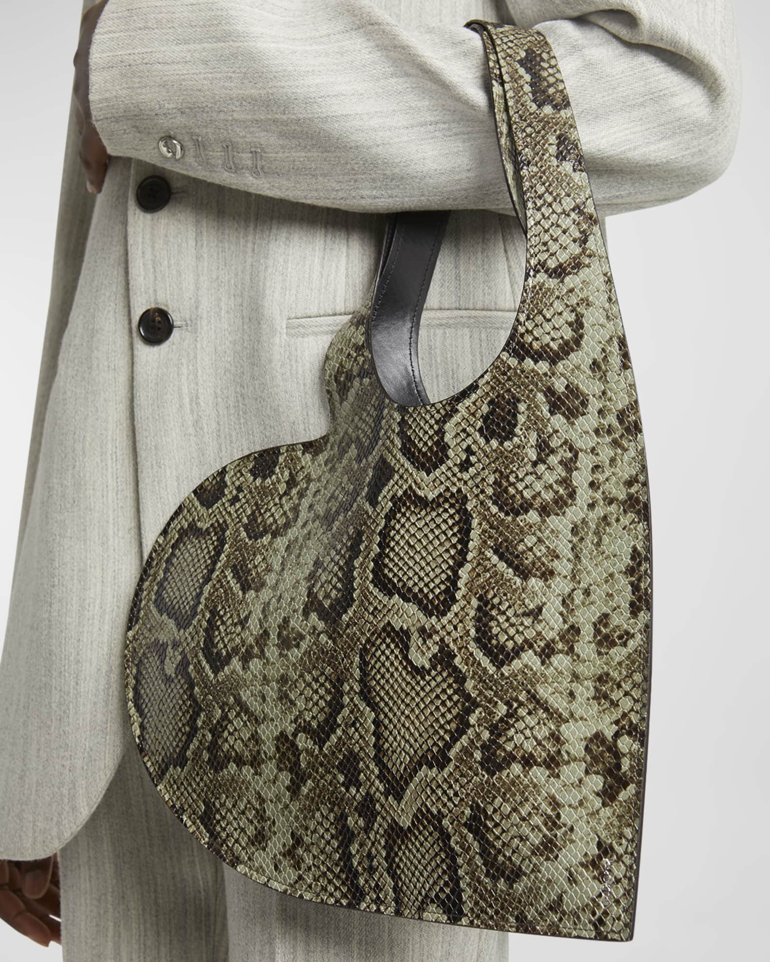 Coperni Python-Print Mini Heart Leather Tote Bag | Neiman Marcus