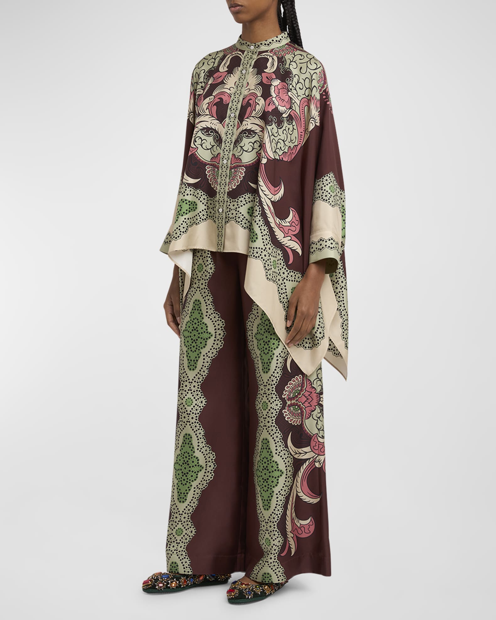 Long-Sleeve Silk Foulard Shirt 1