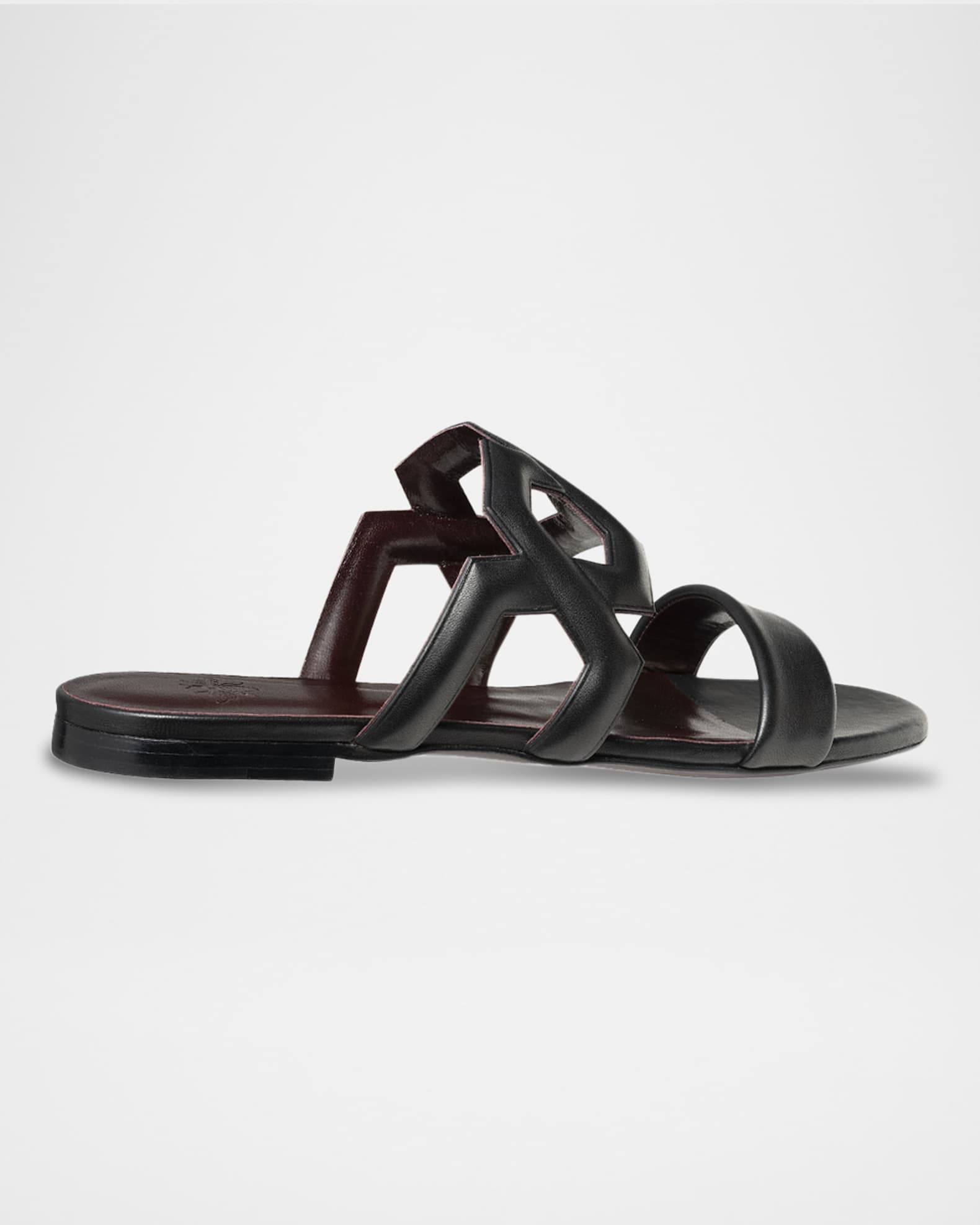 Leather Link Flat Slide Sandals 1