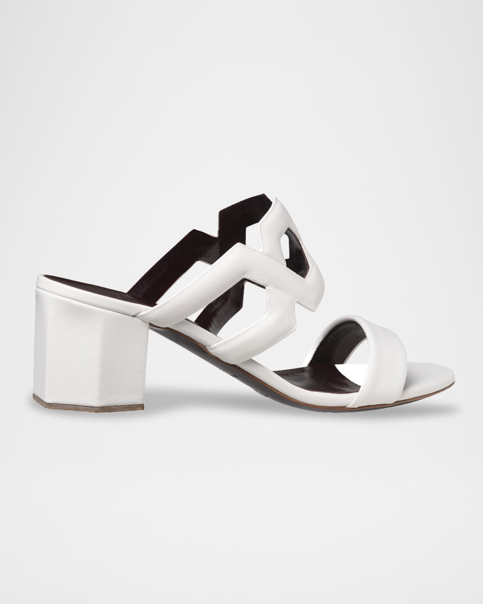 Leather Block-Heel Slide Sandals 1