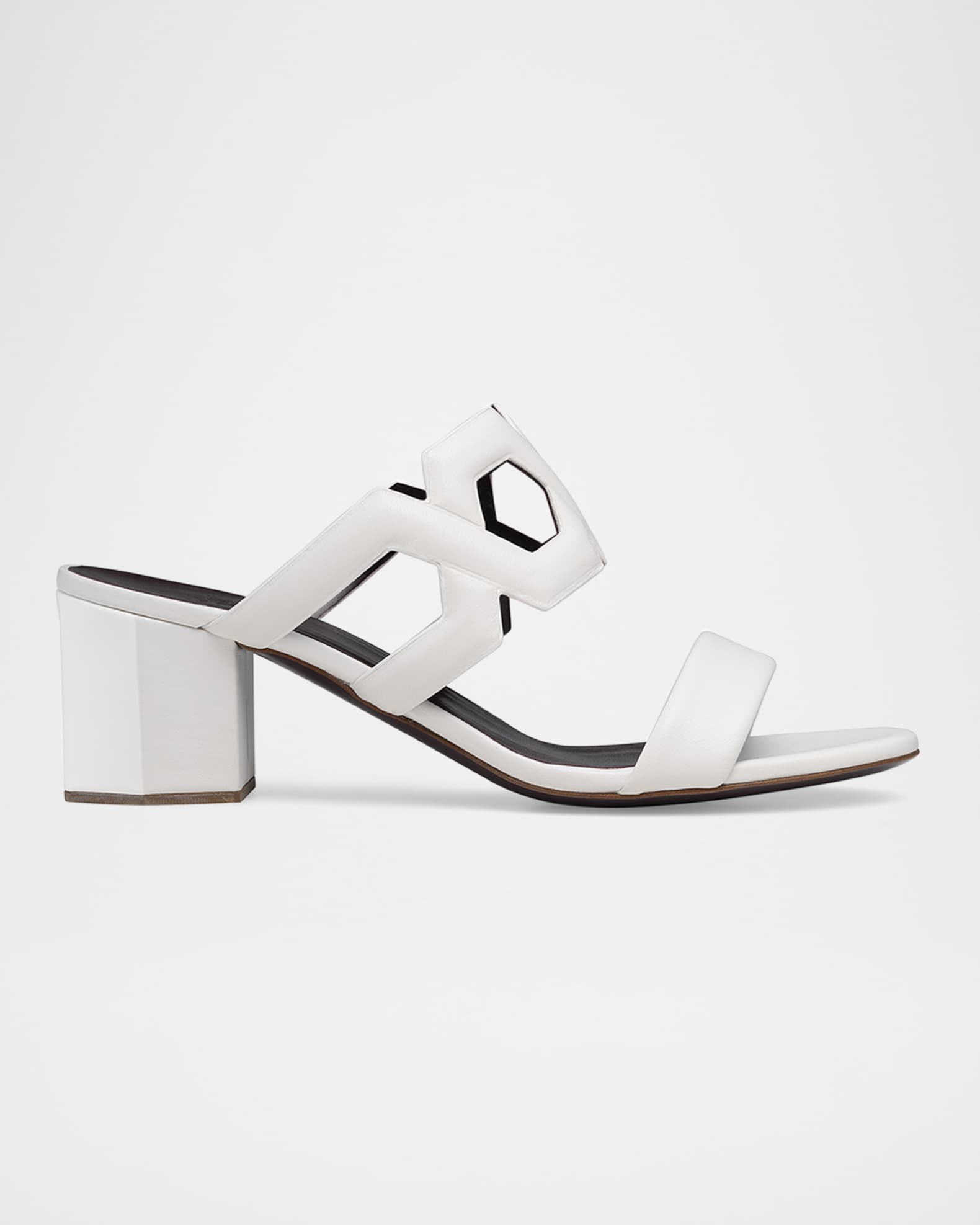Leather Block-Heel Slide Sandals 0