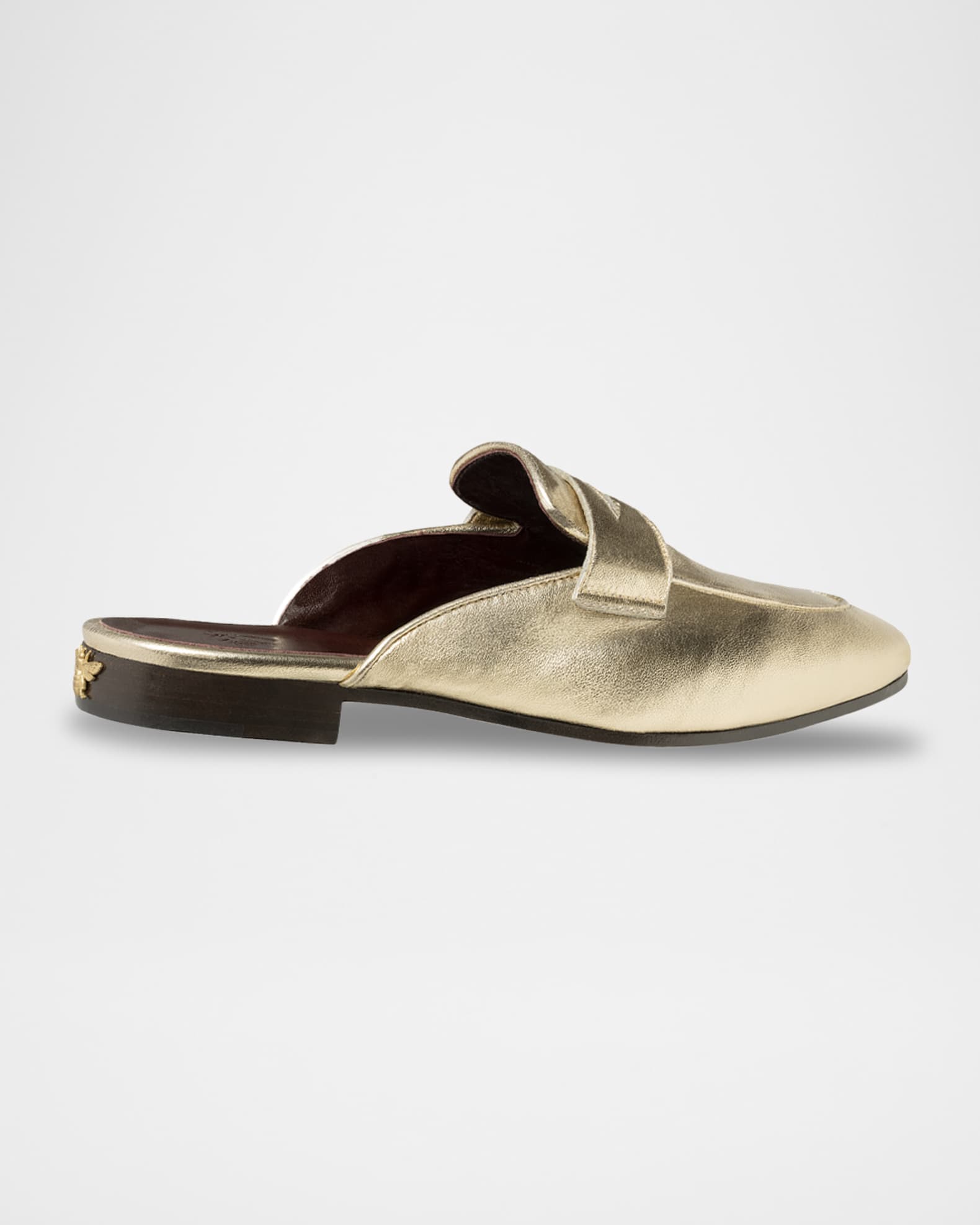 Metallic Leather Penny Loafer Mules 1