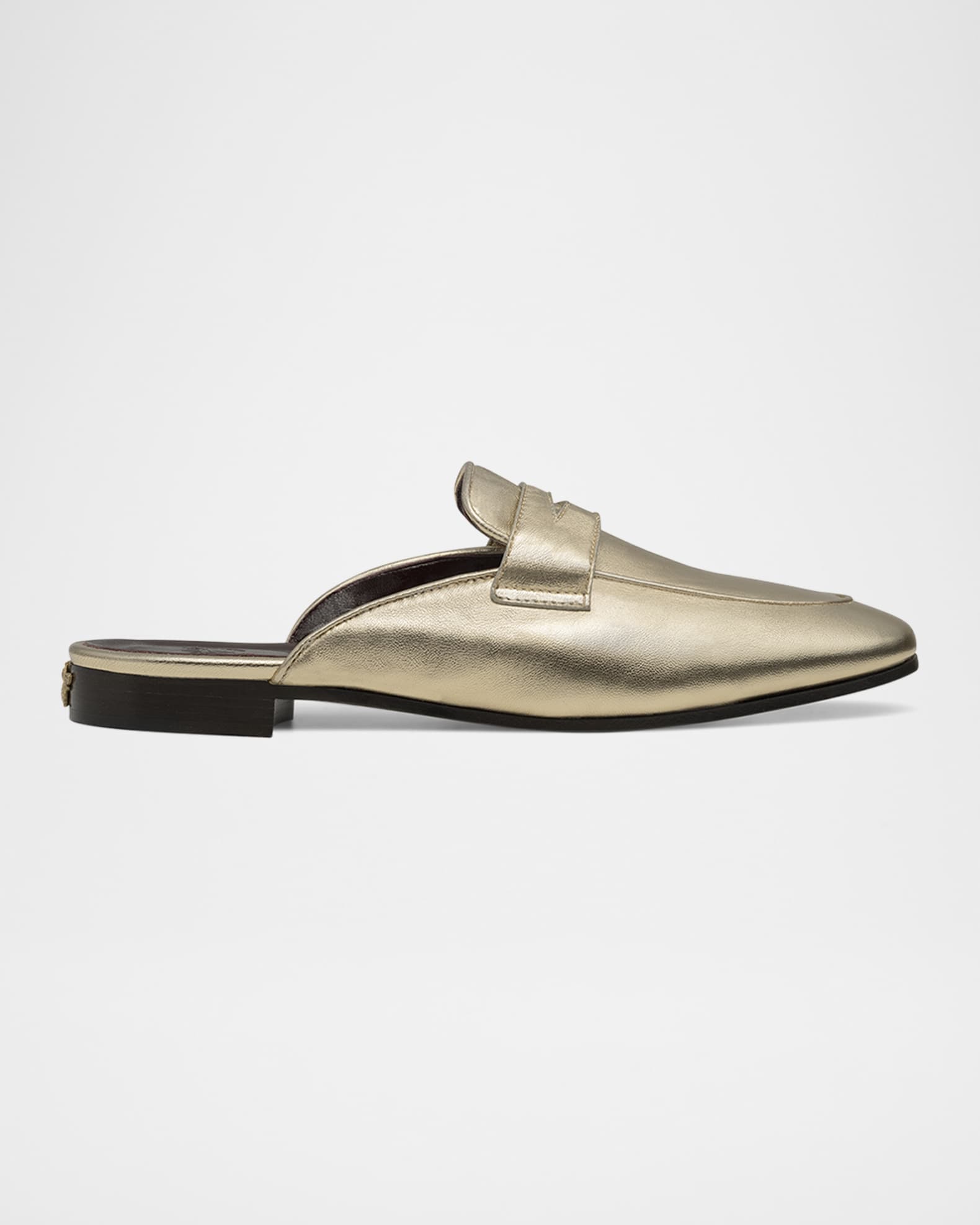 Metallic Leather Penny Loafer Mules 0