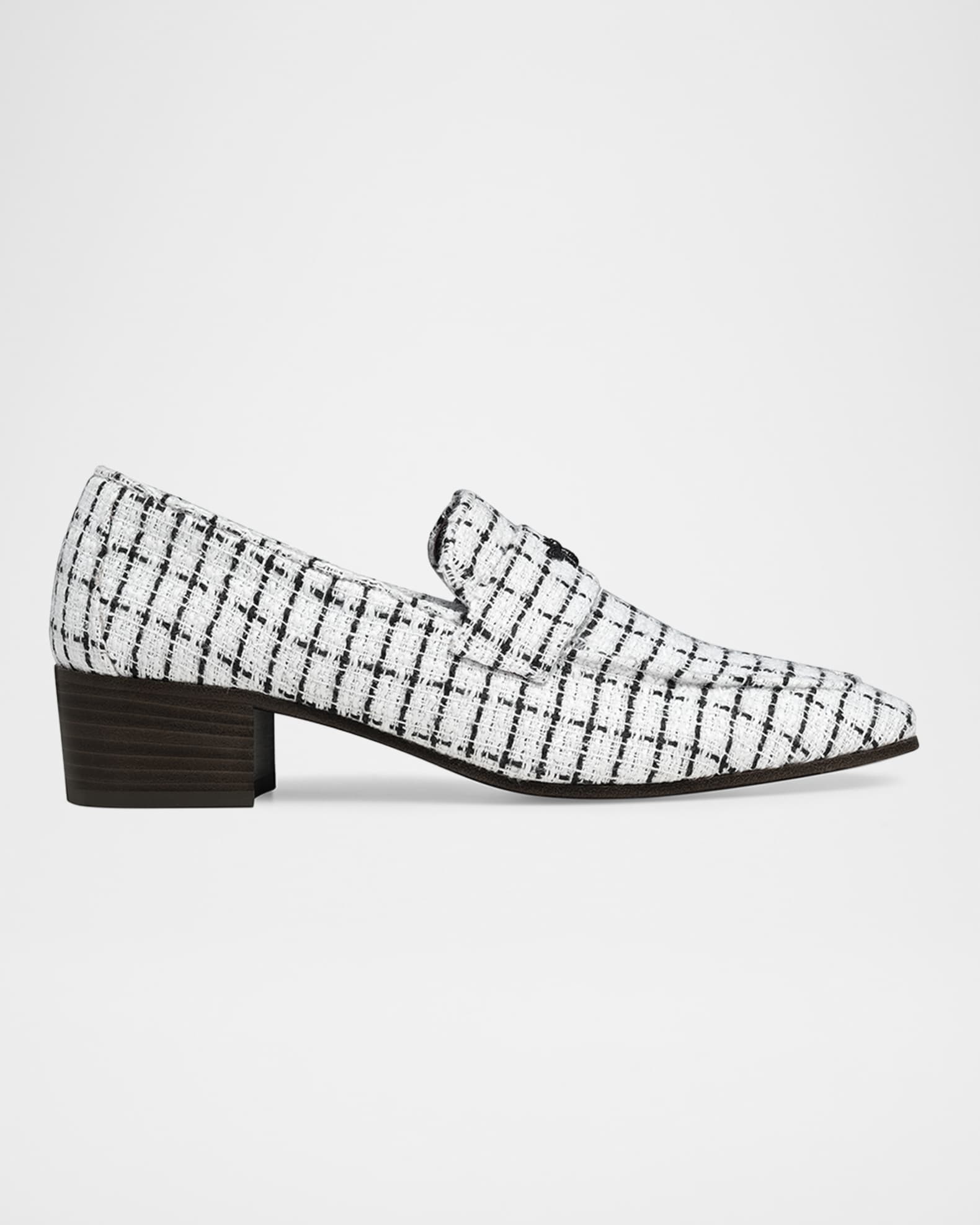 Flaneur Bicolor Tweed Heeled Loafers 0