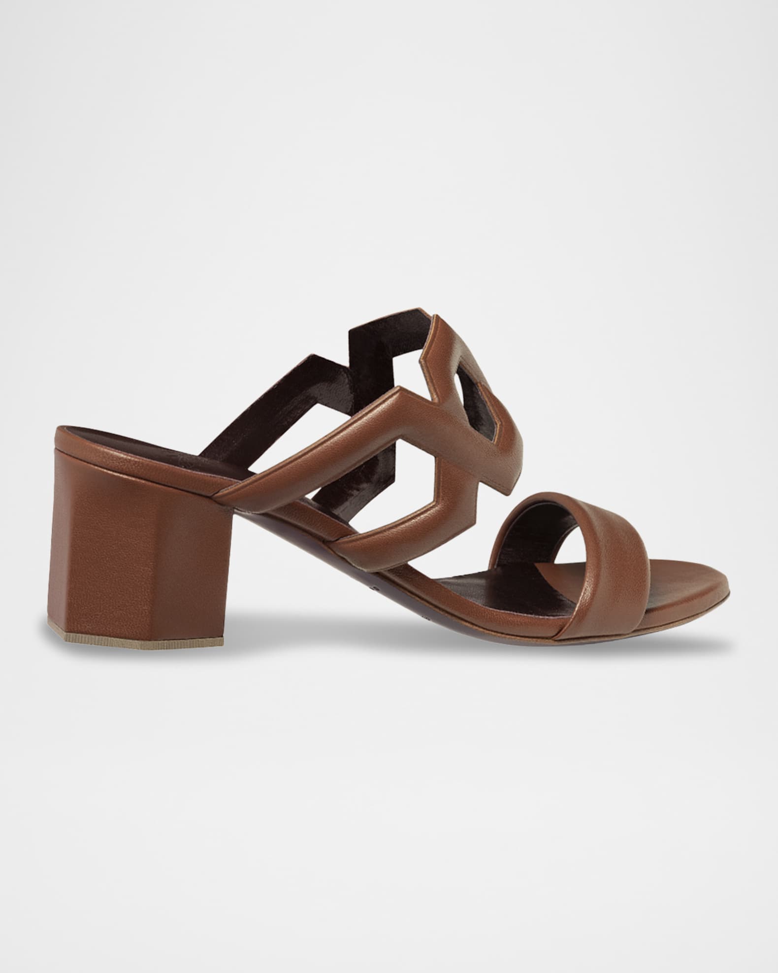 Leather Block-Heel Slide Sandals 1