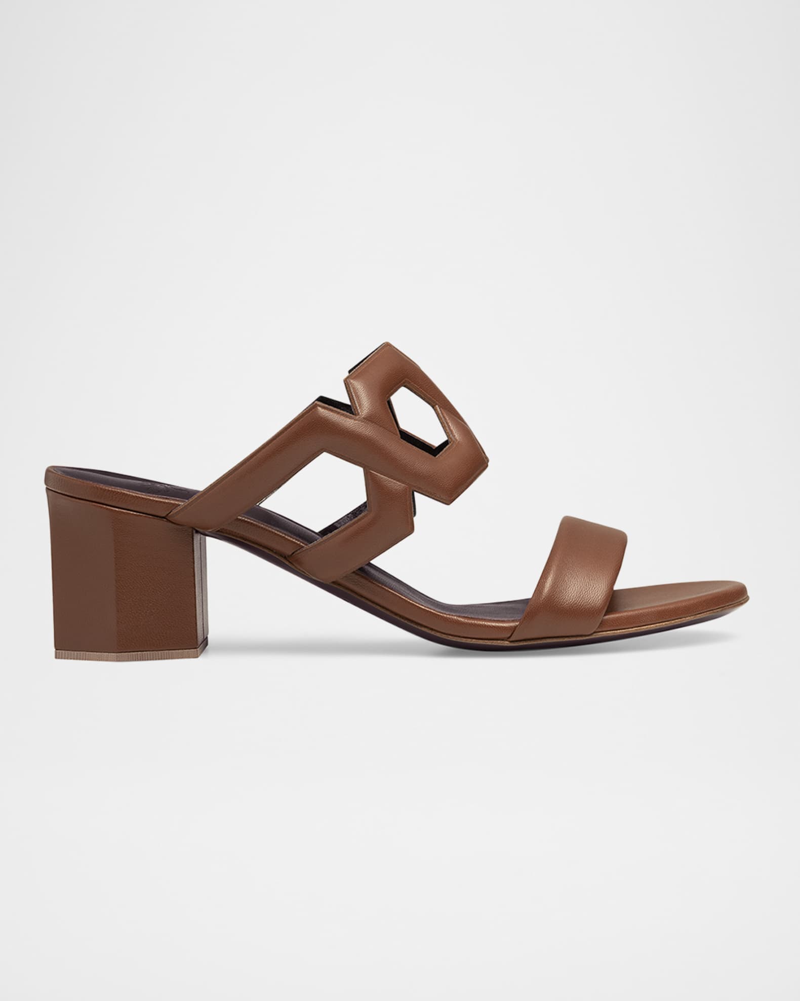 Leather Block-Heel Slide Sandals 0