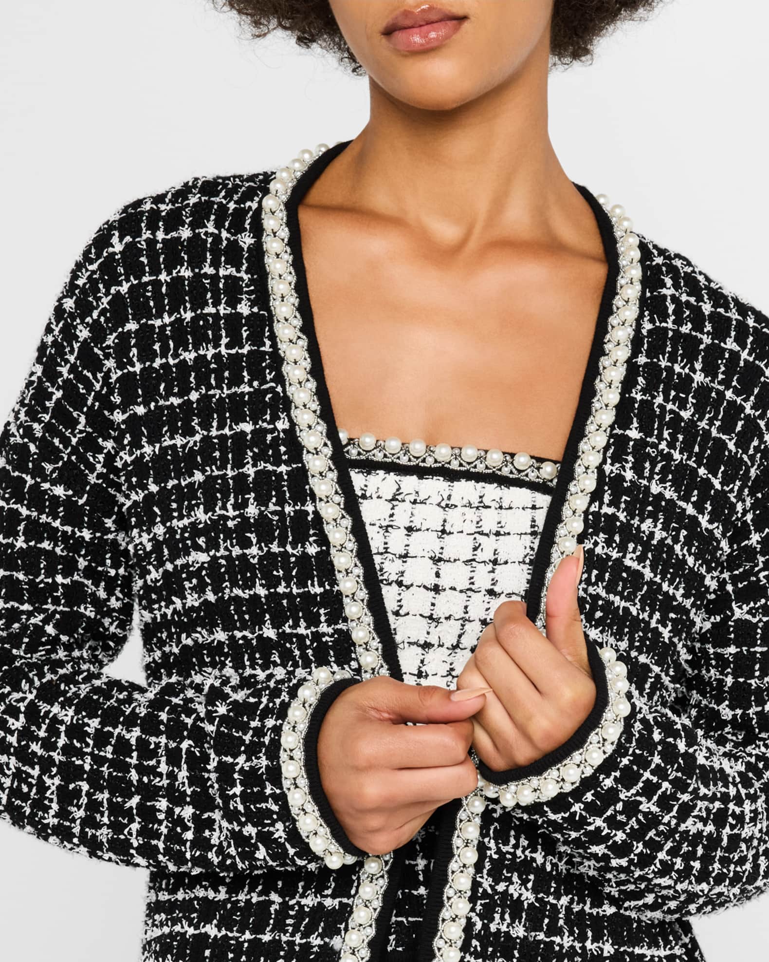 Bradford Striped Long Cardigan In Ecru/black Stripe | Alice + Olivia
