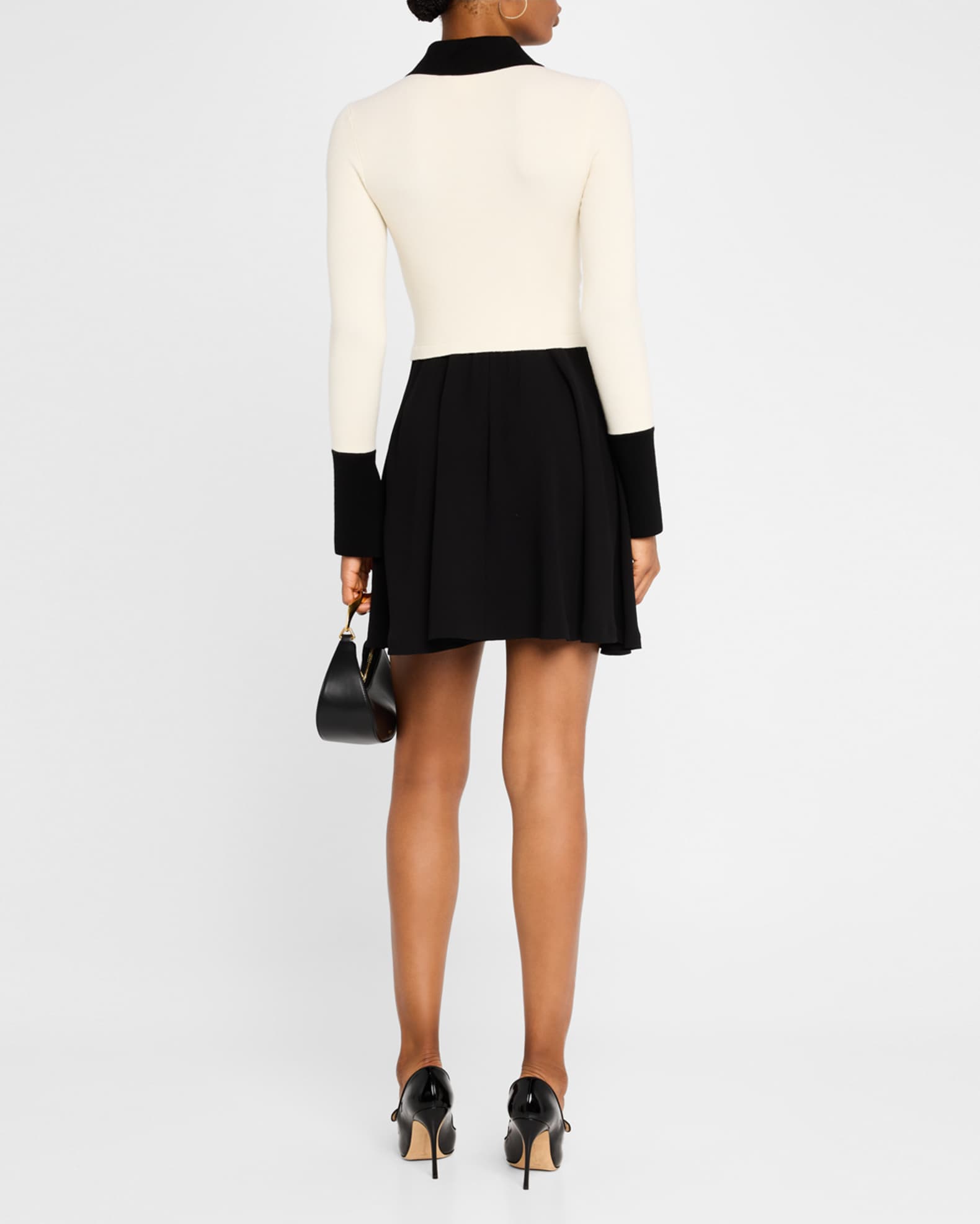 Alice + Olivia Trevor Mixed Media Mini Dress | Neiman Marcus