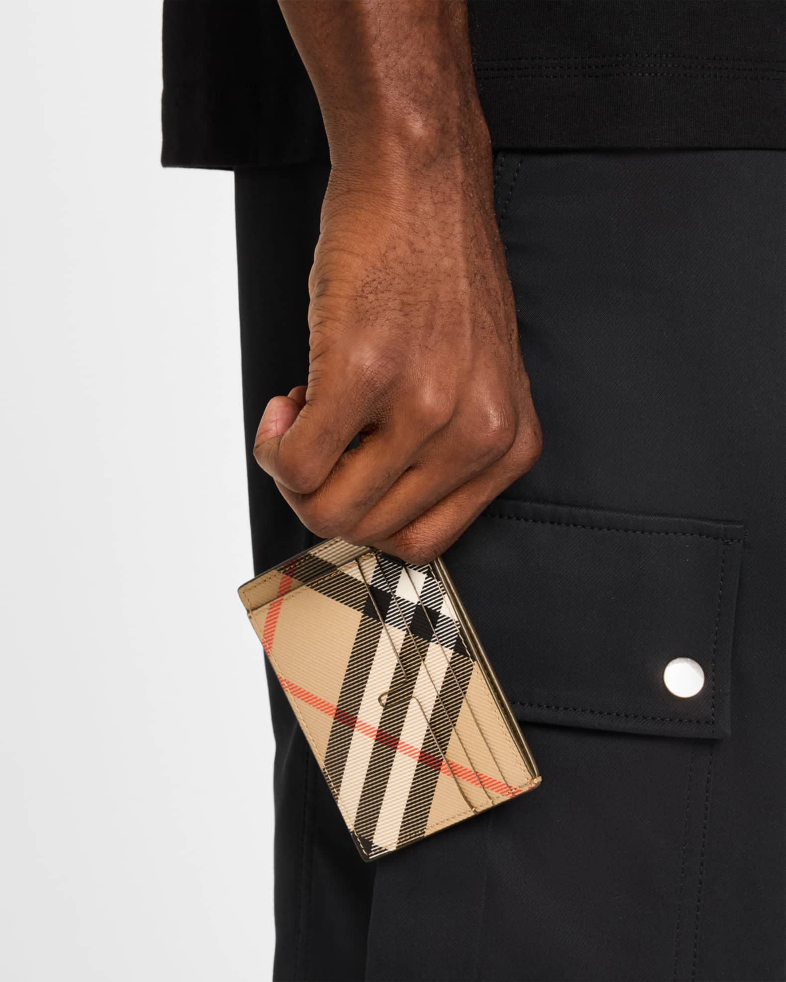 Men's Check Clip Card Case 1