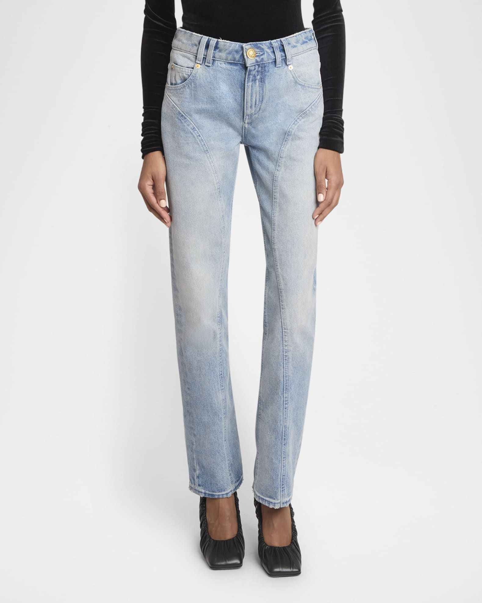 Balmain Straight Denim Pants Neiman Marcus